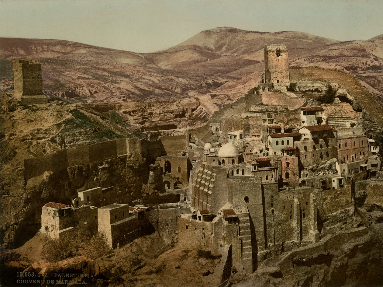 Klosteret Mar Saba, ca. 1880-1900 (fotokrom) av Swiss Photographer