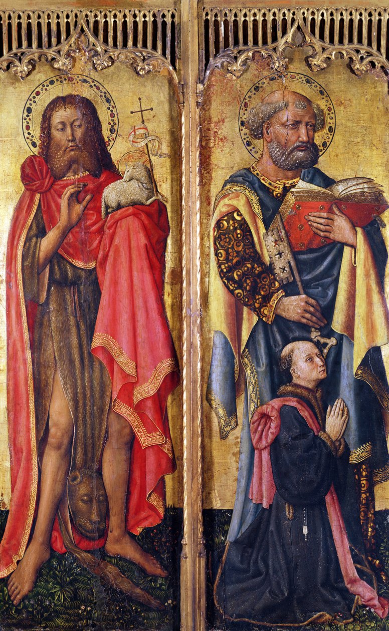 St. Johannes døperen og St. Peter, fra altertavlen til Pierre Rup, ca. 1450 av Swiss School