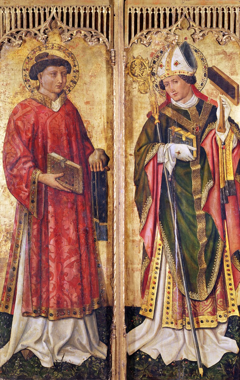 St. Stephen og St. Blaise, fra altertavlen til Pierre Rup, ca. 1450 av Swiss School