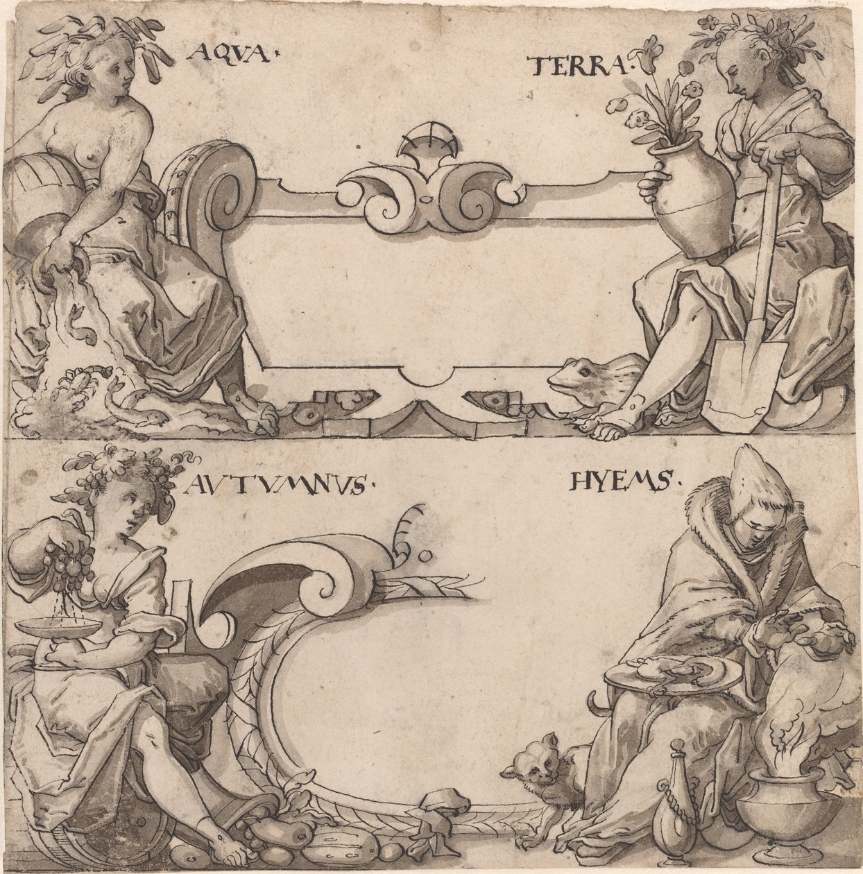 Vann og jord/Høst og vinter av Swiss 16th Century