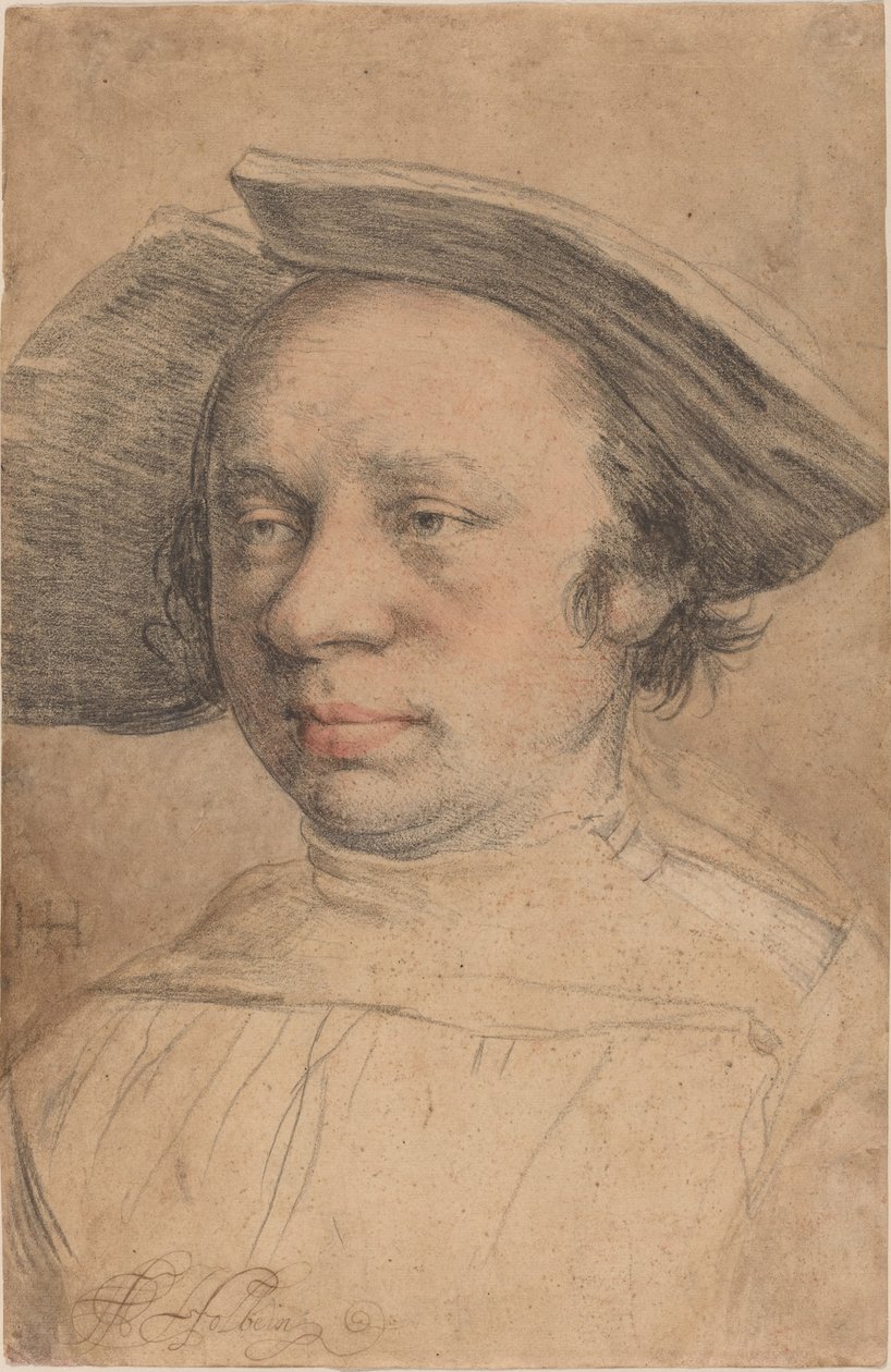 Portrett av en mann i en bredbremmet hatt av Swiss 16th Century after Hans Holbein the Younger