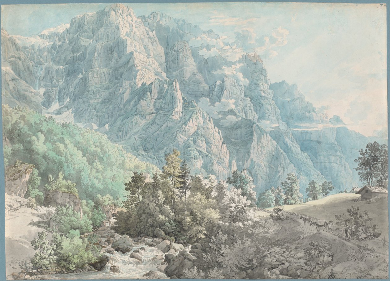 Glärnisch-massivet i Sveits av Swiss 18th Century