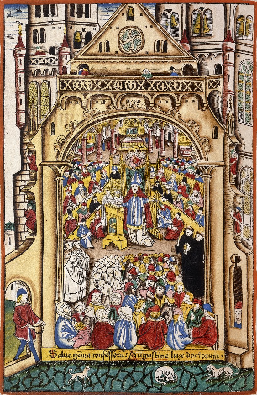 En preken av Saint Augustine, ca. 1494-5 av Swiss School