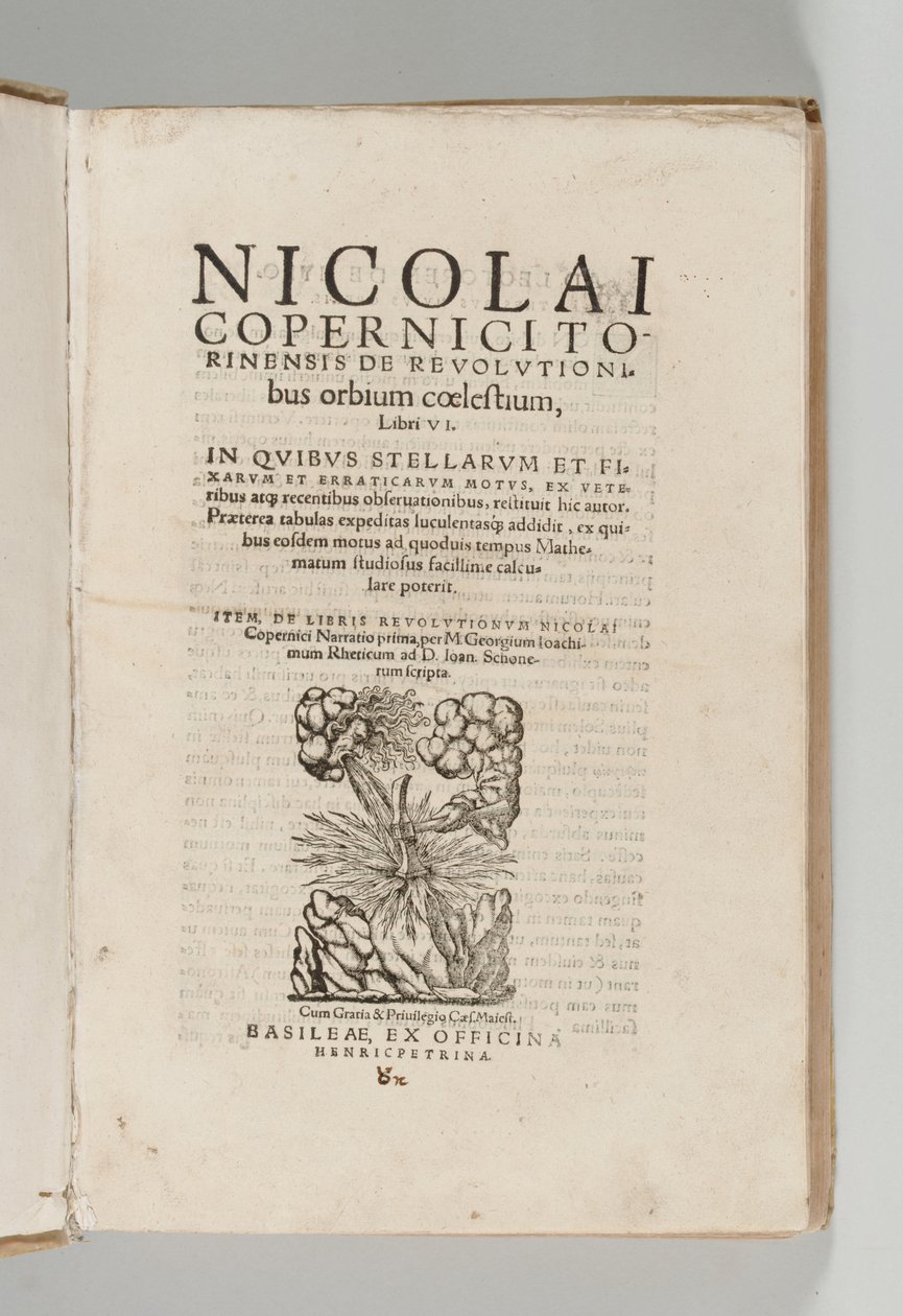 The revolutions of the heavenly worlds av Nicolaus Copernicus (1473-1543) med De libris revolutionum Nicolai Copernici Narratio prima av Georg Johann Rheticus (1514-74), Basel: Heinrich Petri av Swiss School