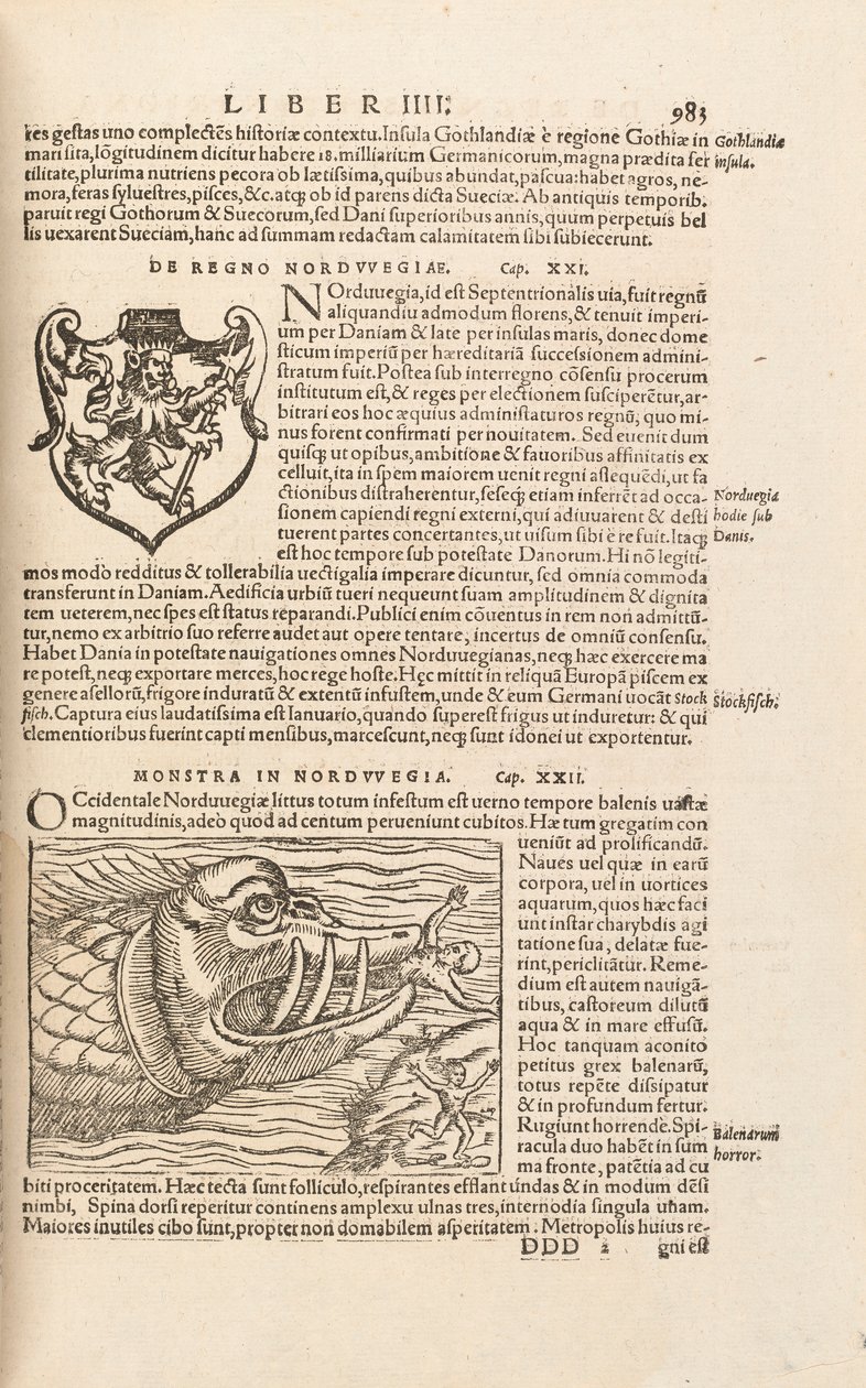Side 983 fra Cosmographiae Universalis av Sebastian Muenster, Basel, 1572 av Swiss School