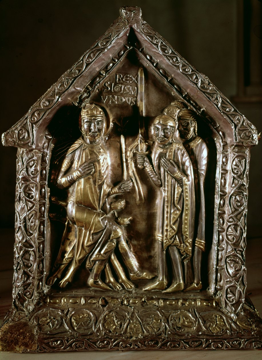 Relikvieskrin av St. Sigismunds sønner, 1100-1200-tallet (gull og sølv) av Swiss School