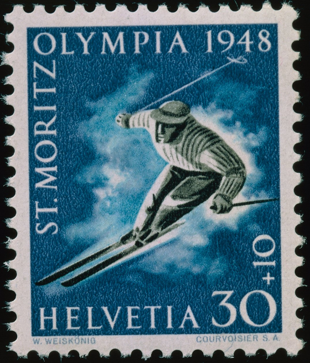Frimerke til minne om vinter-OL i 1948 av Swiss School