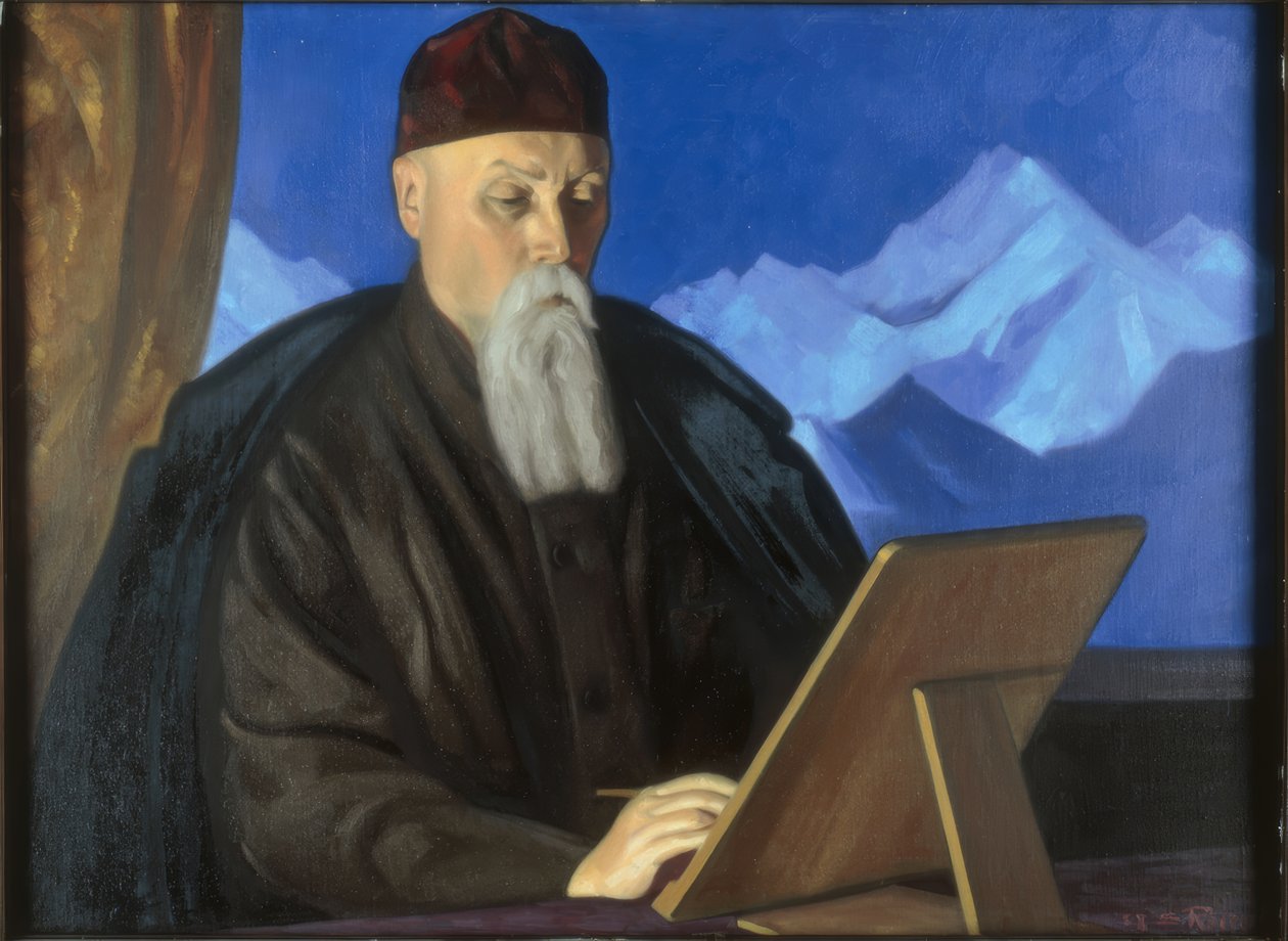 Portrett av maleren Nicholas Roerich av Swjatoslaw Nikolajewitsch Roerich