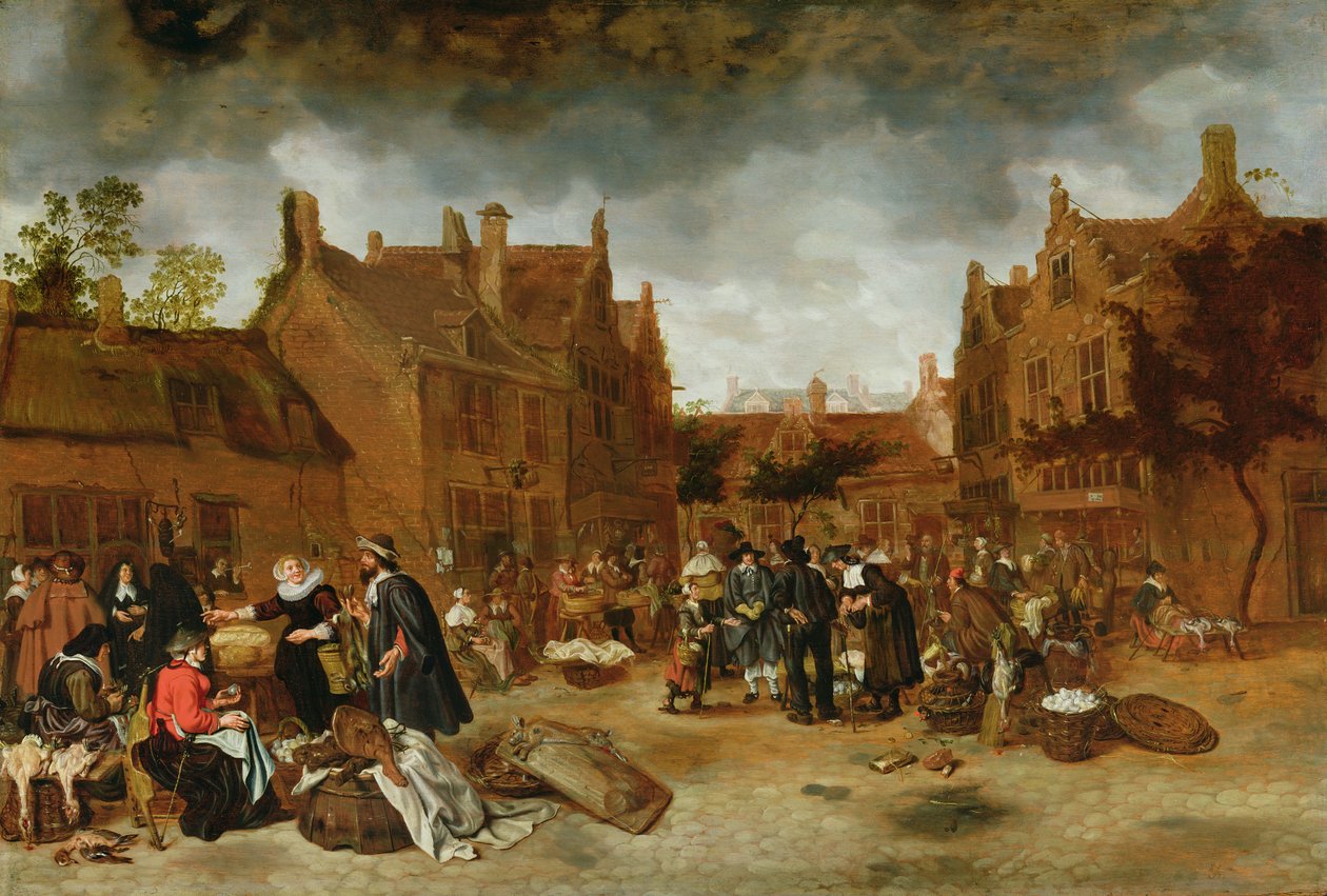 En markedsplass om vinteren, 1653 av Sybrandt van Beest