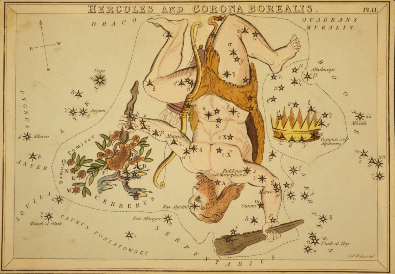 Hercules og Corona Borealis, illustrasjon fra 