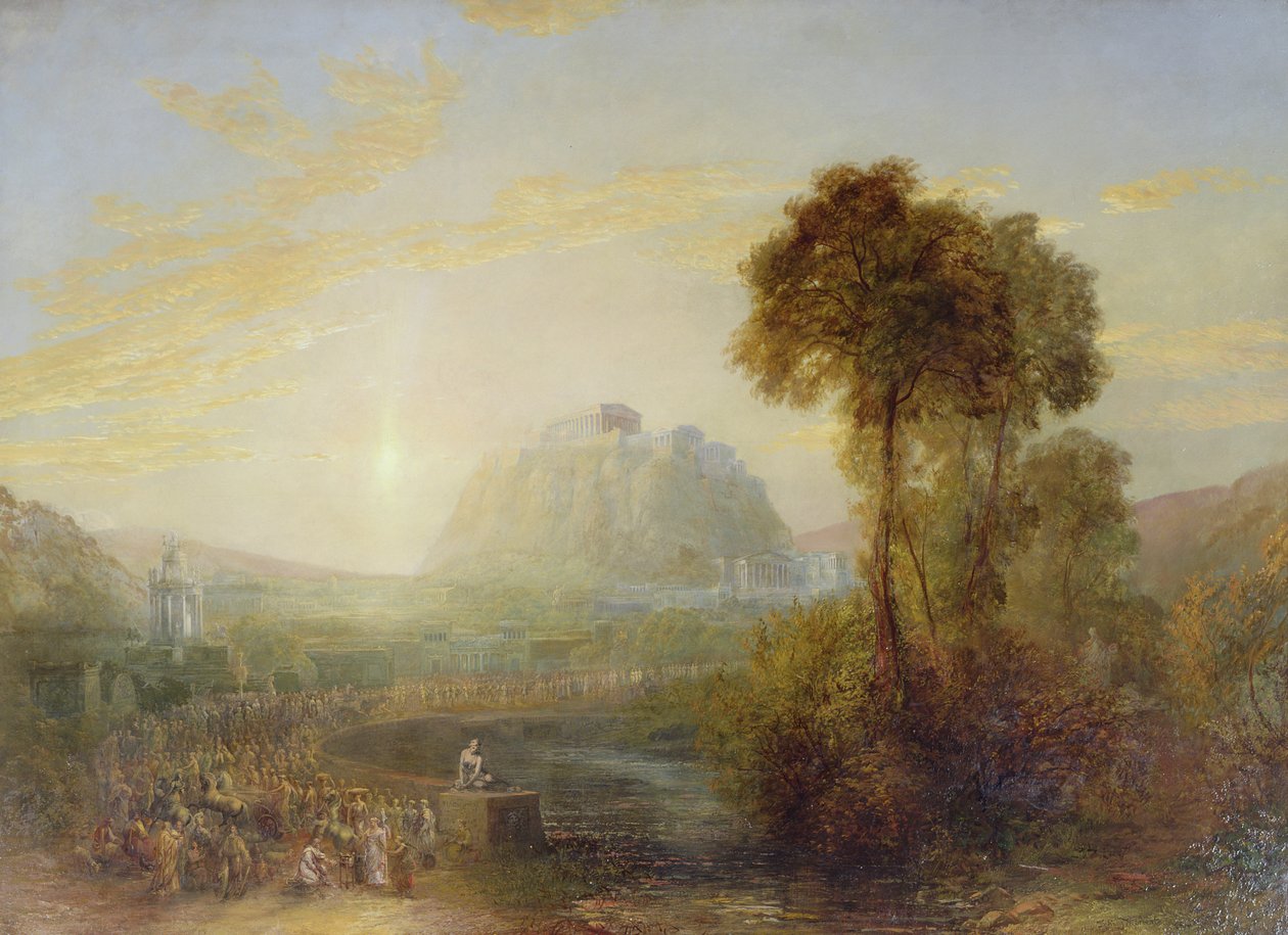 En drøm om det gamle Athen (olje på lerret) av Sydney Herbert