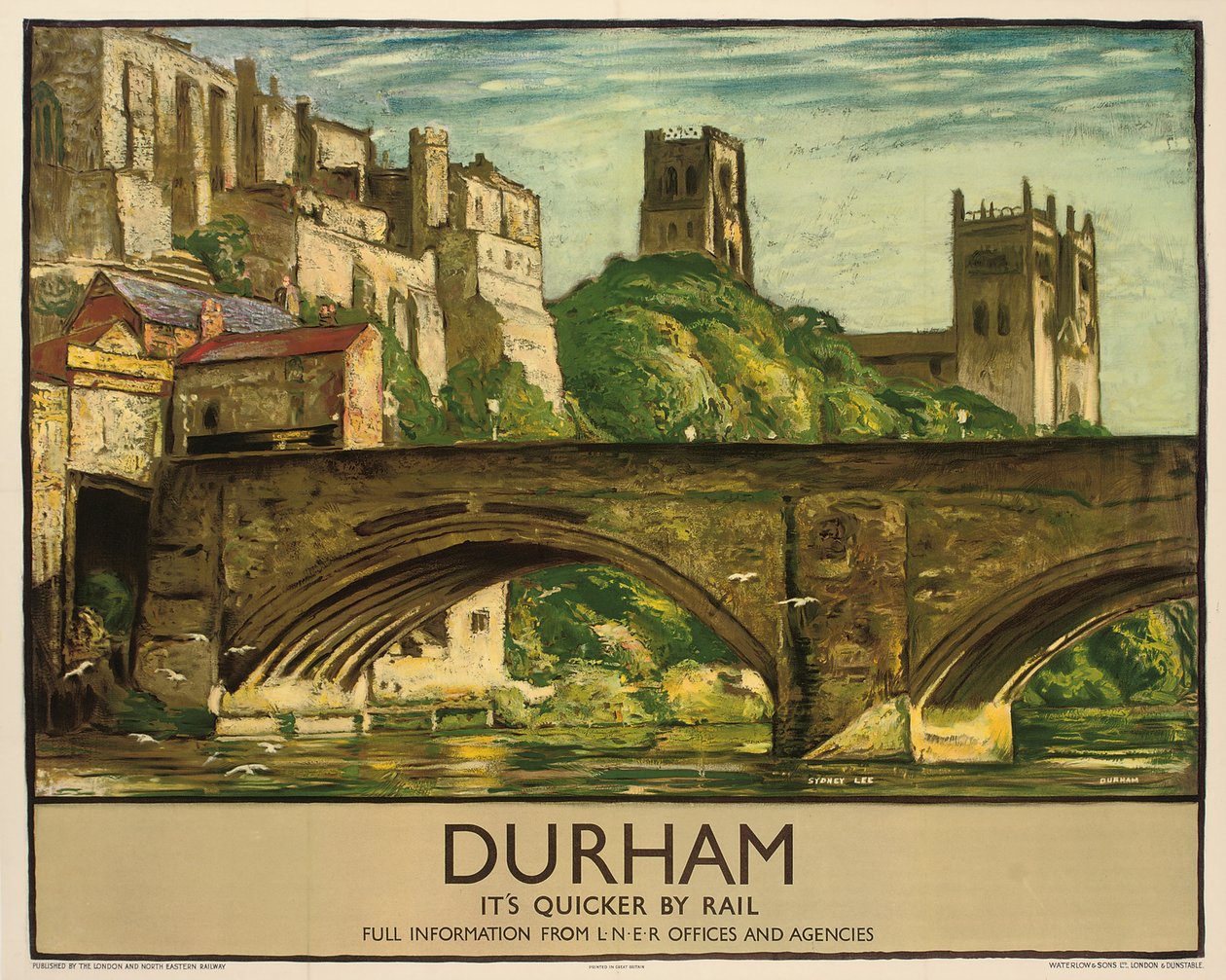 En plakat fra British Railways som reklamerer for Durham, ca. 1935 (fargelitografi) av Sydney Lee
