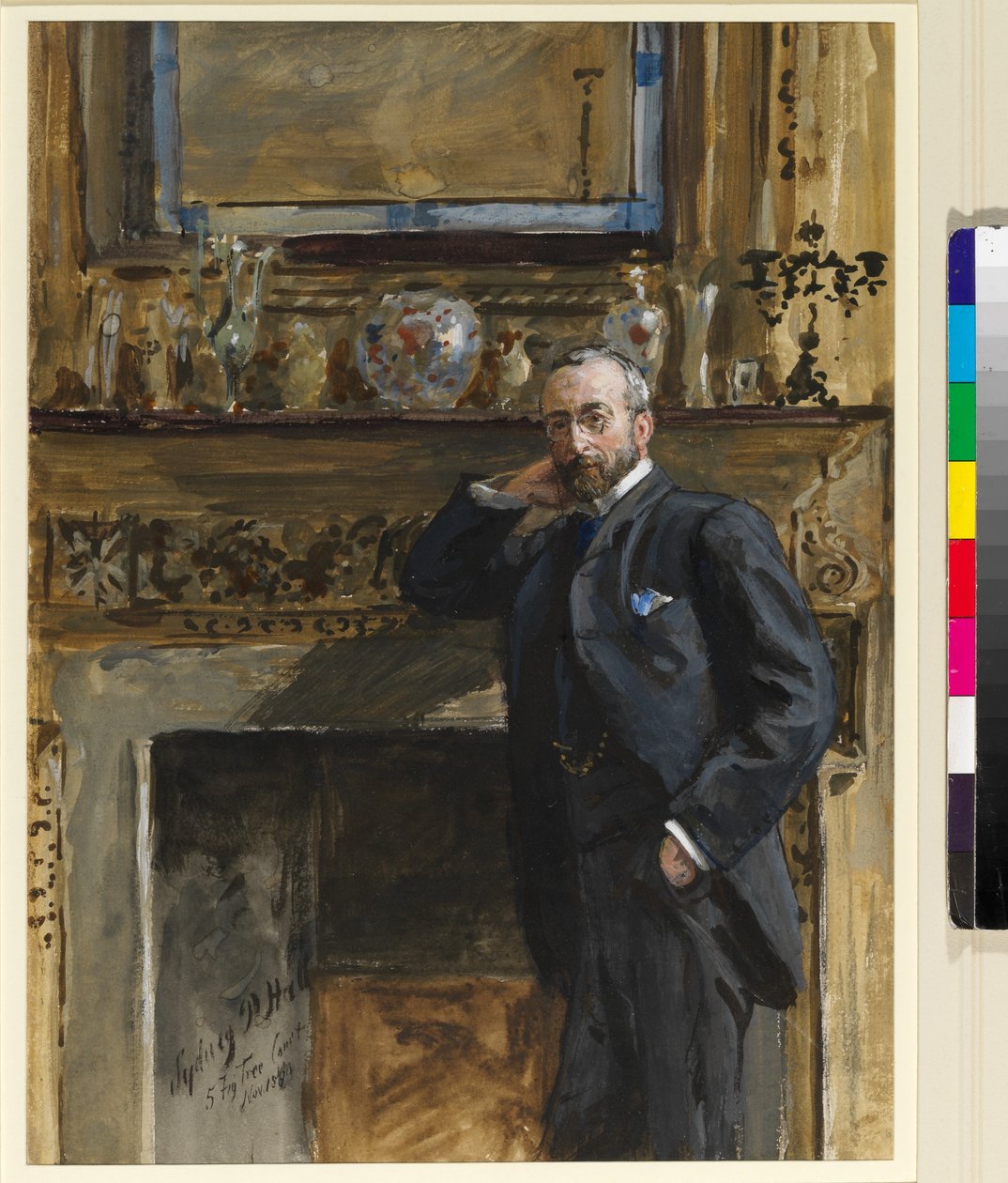 Gentleman i et interiør ved 5 Fig Tree Court, 1890 av Sydney Prior Hall