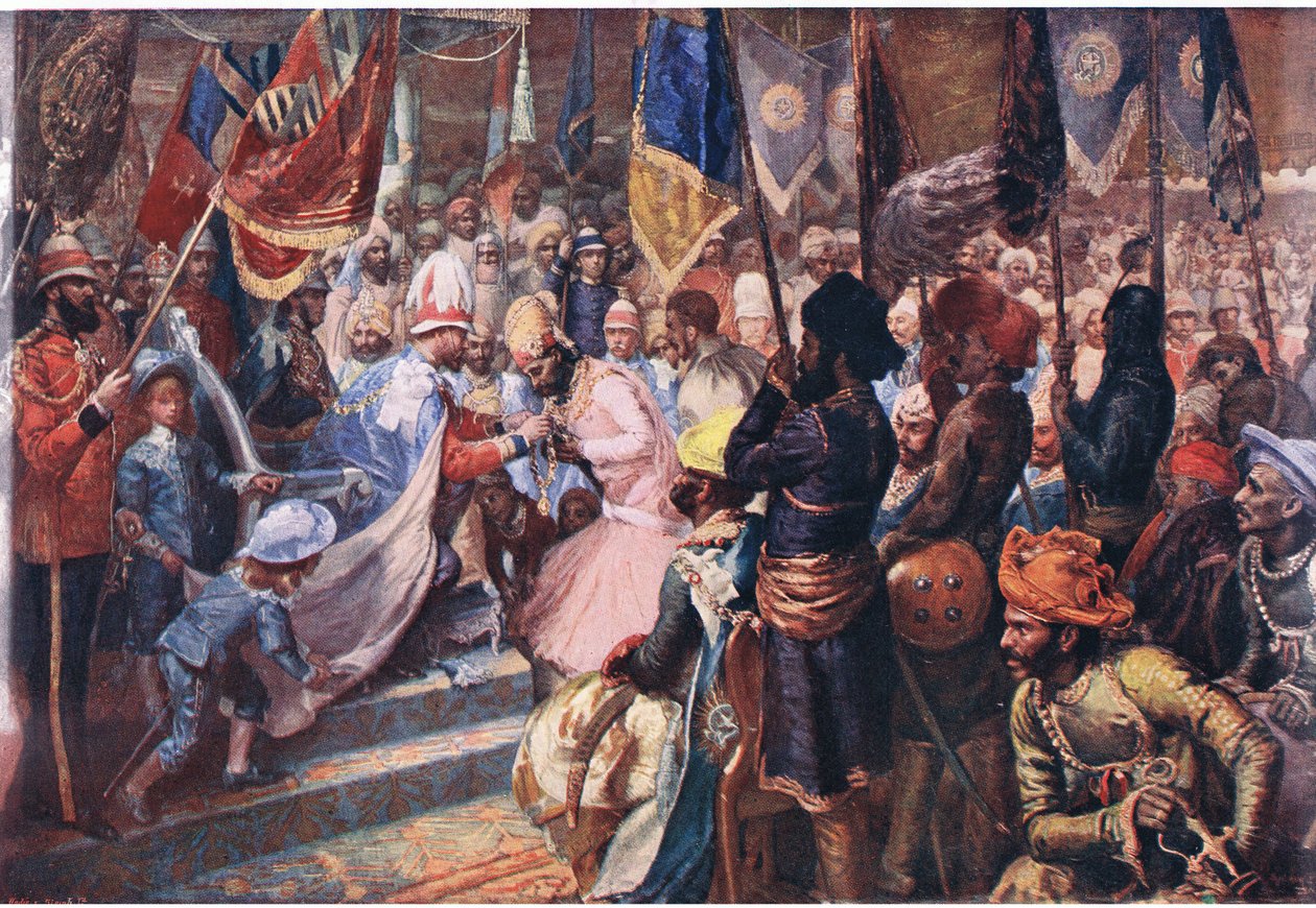 Prinsen av Wales i India, illustrasjon fra Cassells History of England, 1900-tallet av Sydney Prior Hall