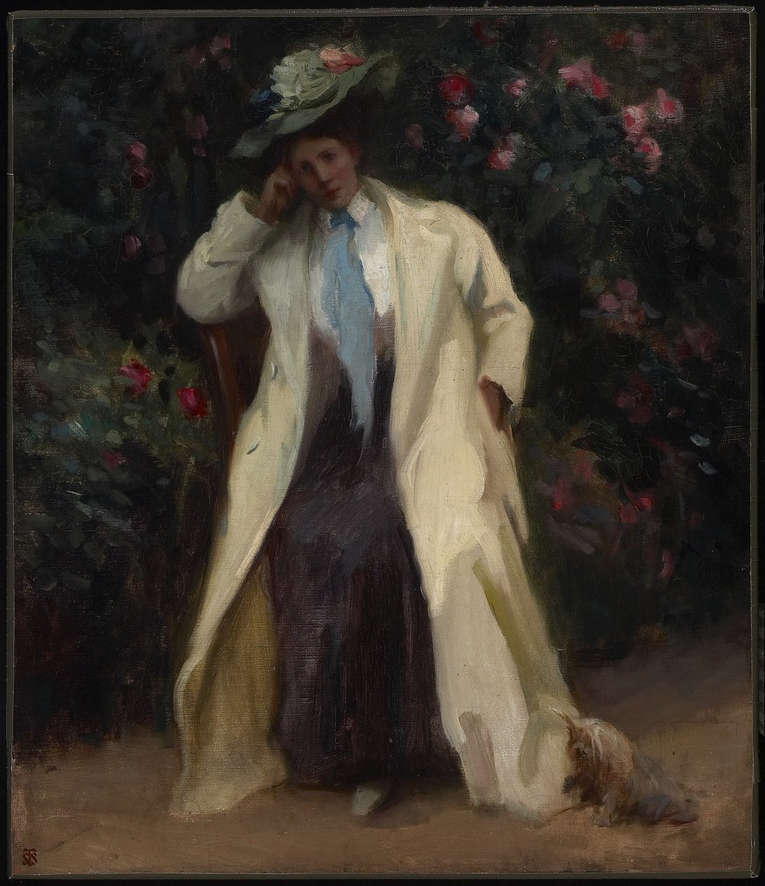 Lady with a Dog, ca. 1898 (olje på lerretstavle) av Sydney Strickland Tully