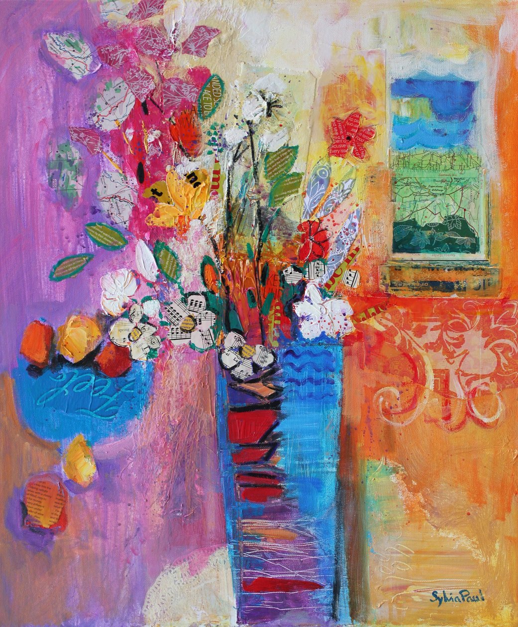 Bring the Outside In, 2014, akrylpapircollage av Sylvia Paul