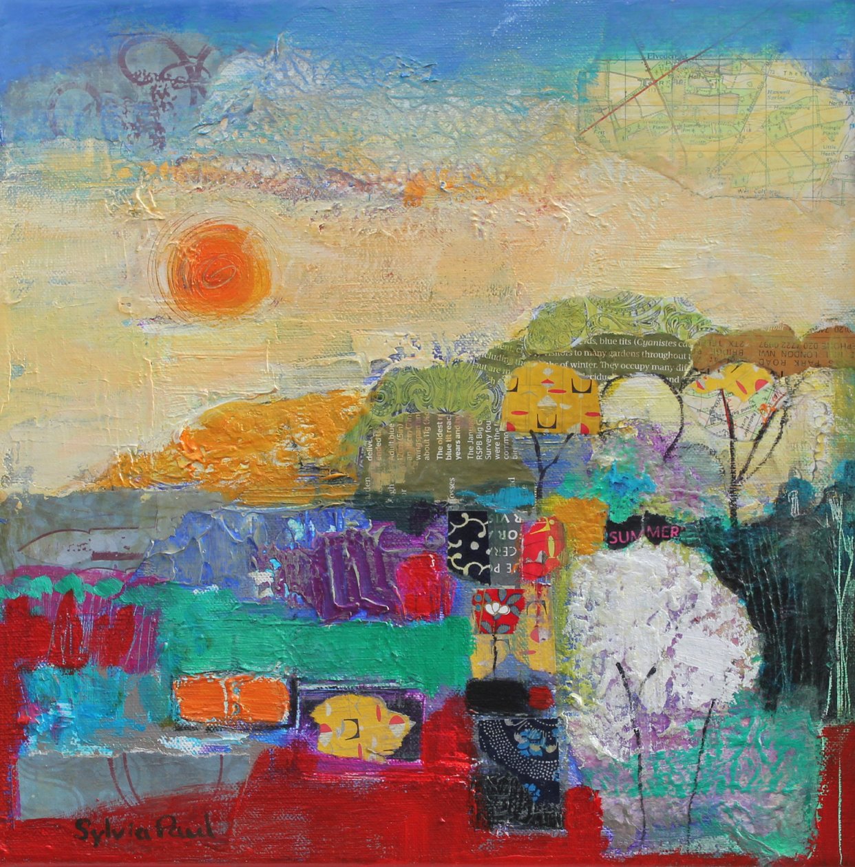 Colors of Summer 2014 akrylpapircollage av Sylvia Paul