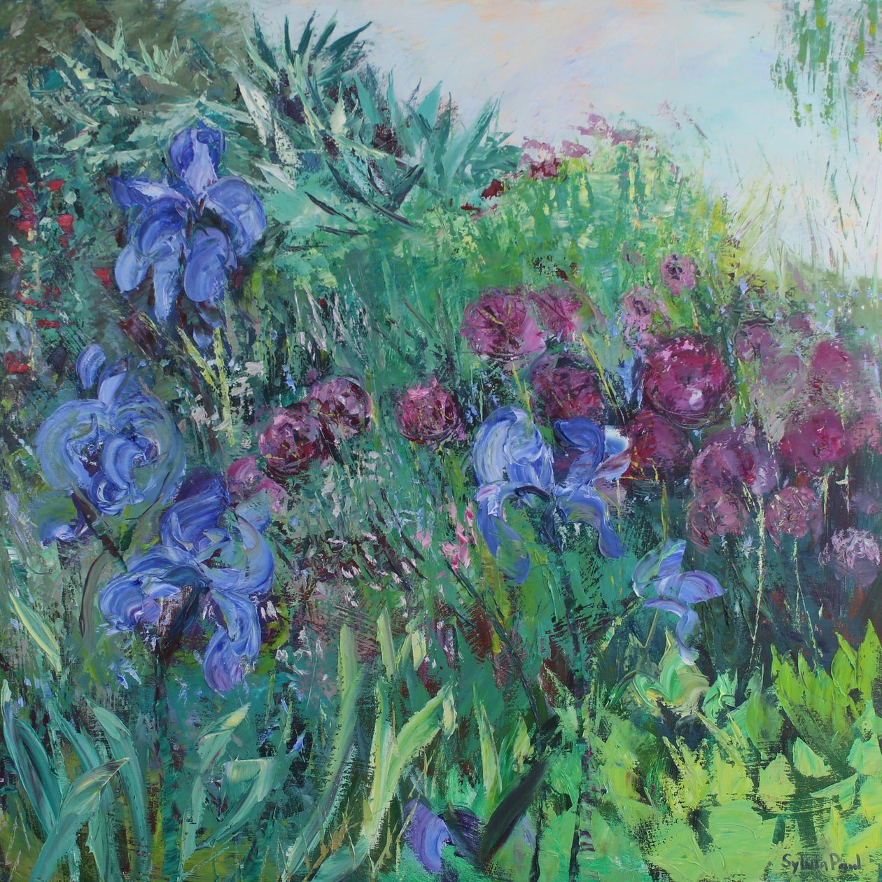 Iris med Allium av Sylvia Paul