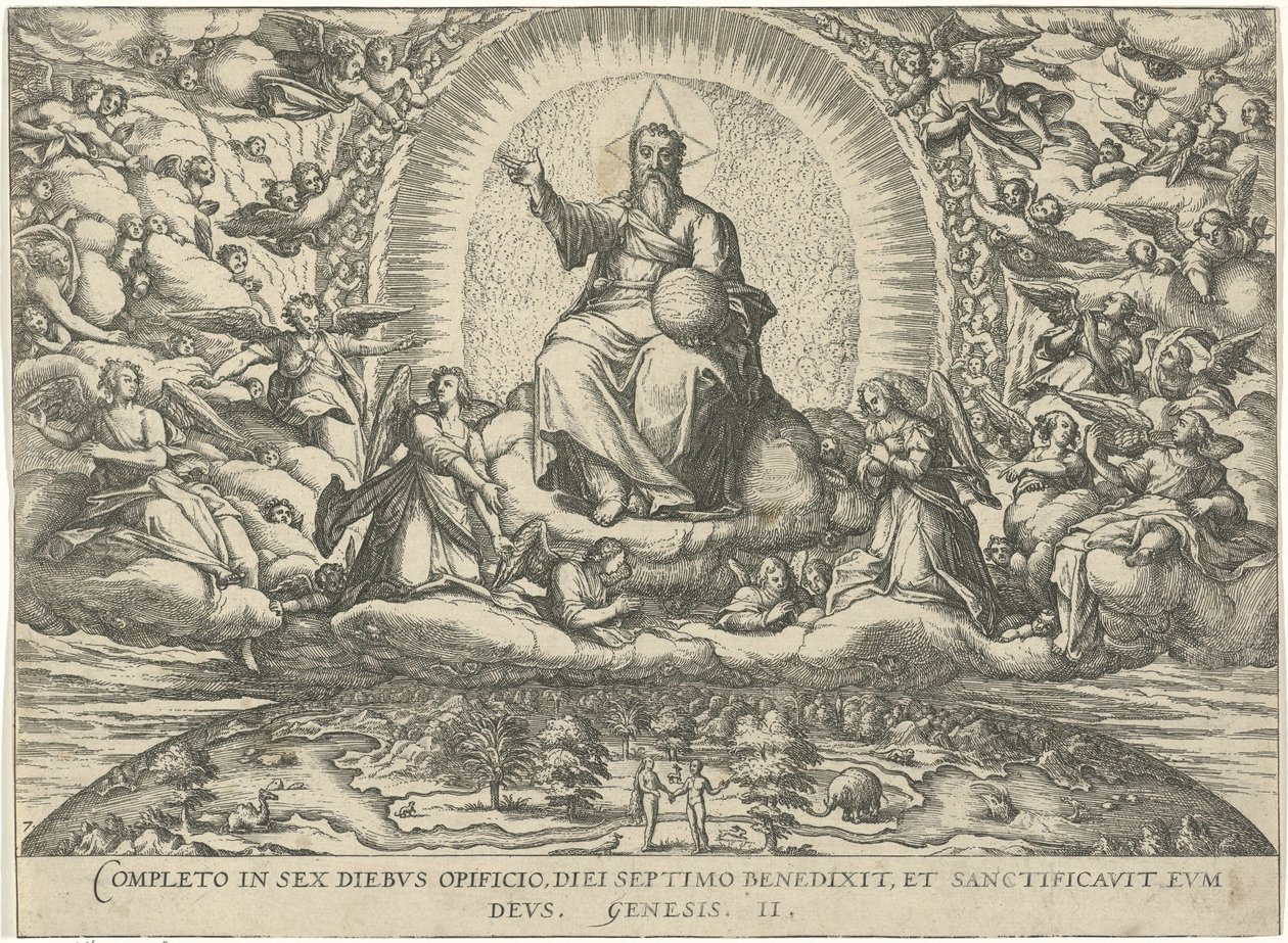 God rust op de zevende dag Figurer og bilder av bøker (serietittel) av Symon Novelanus (attributed to)
