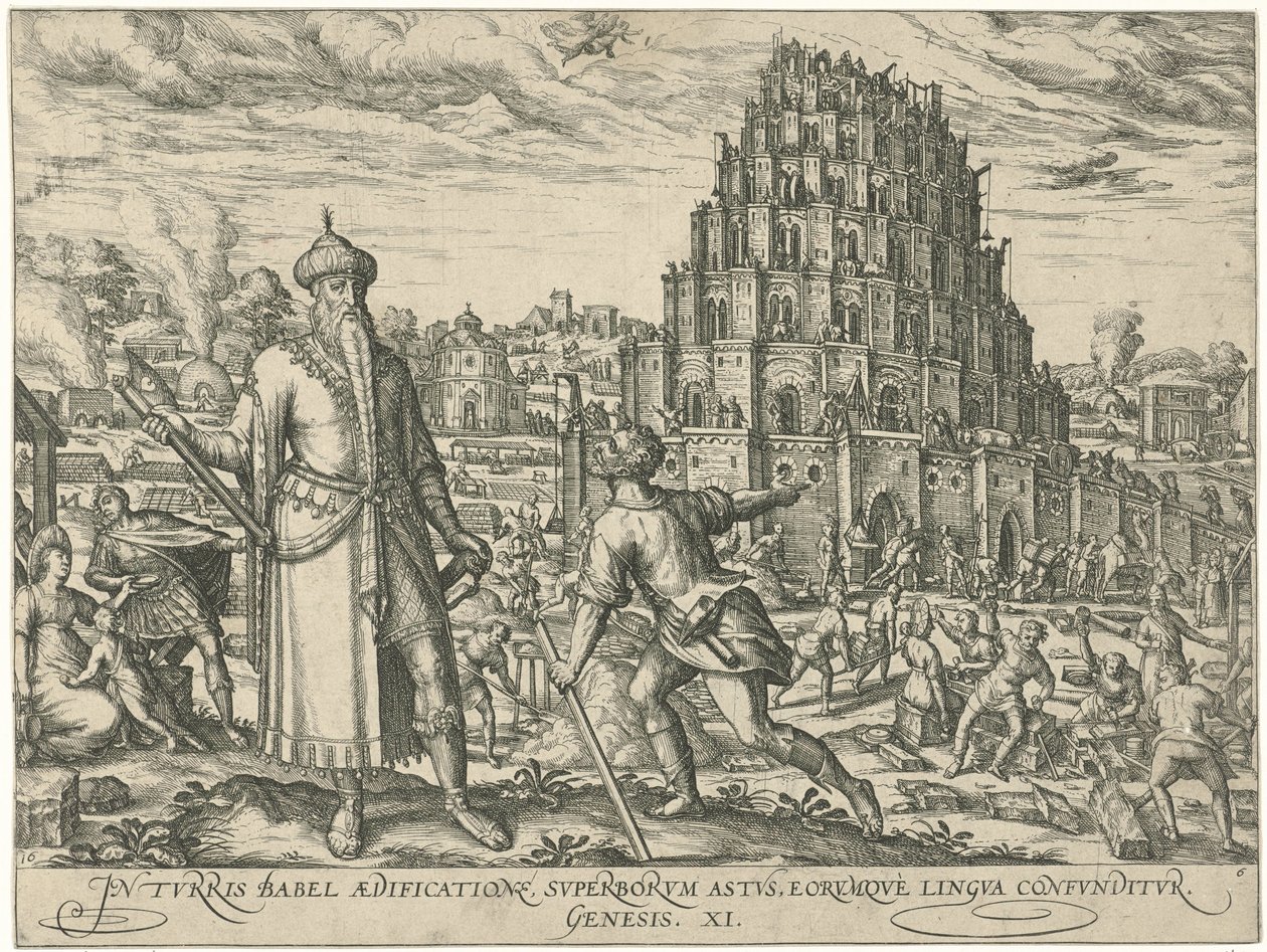 Toren van Babel Figurer og bilder av bøker (serietittel) av Symon Novelanus (attributed to)