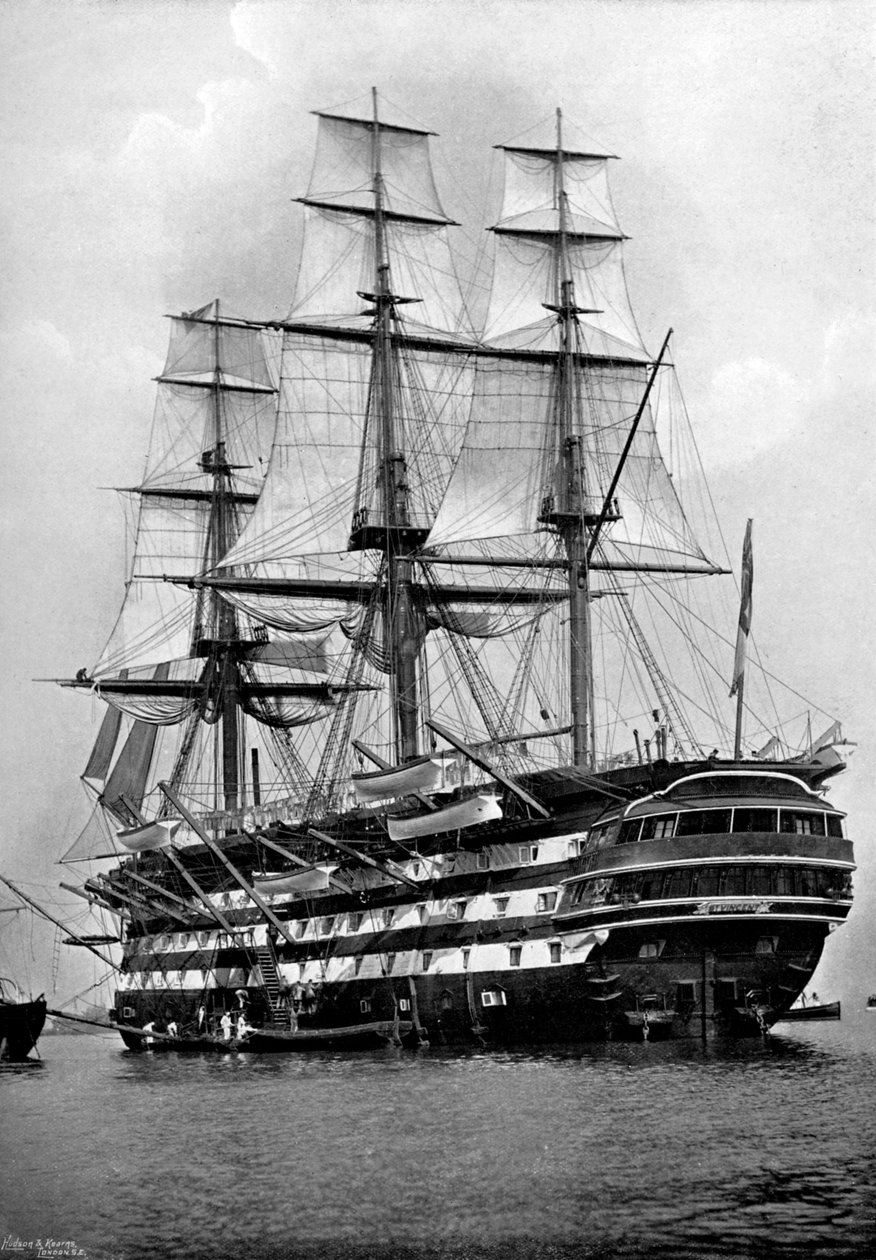 Treningsskipet HMS St Vincent i Portsmouth, Hampshire, 1896 av Symonds and Co