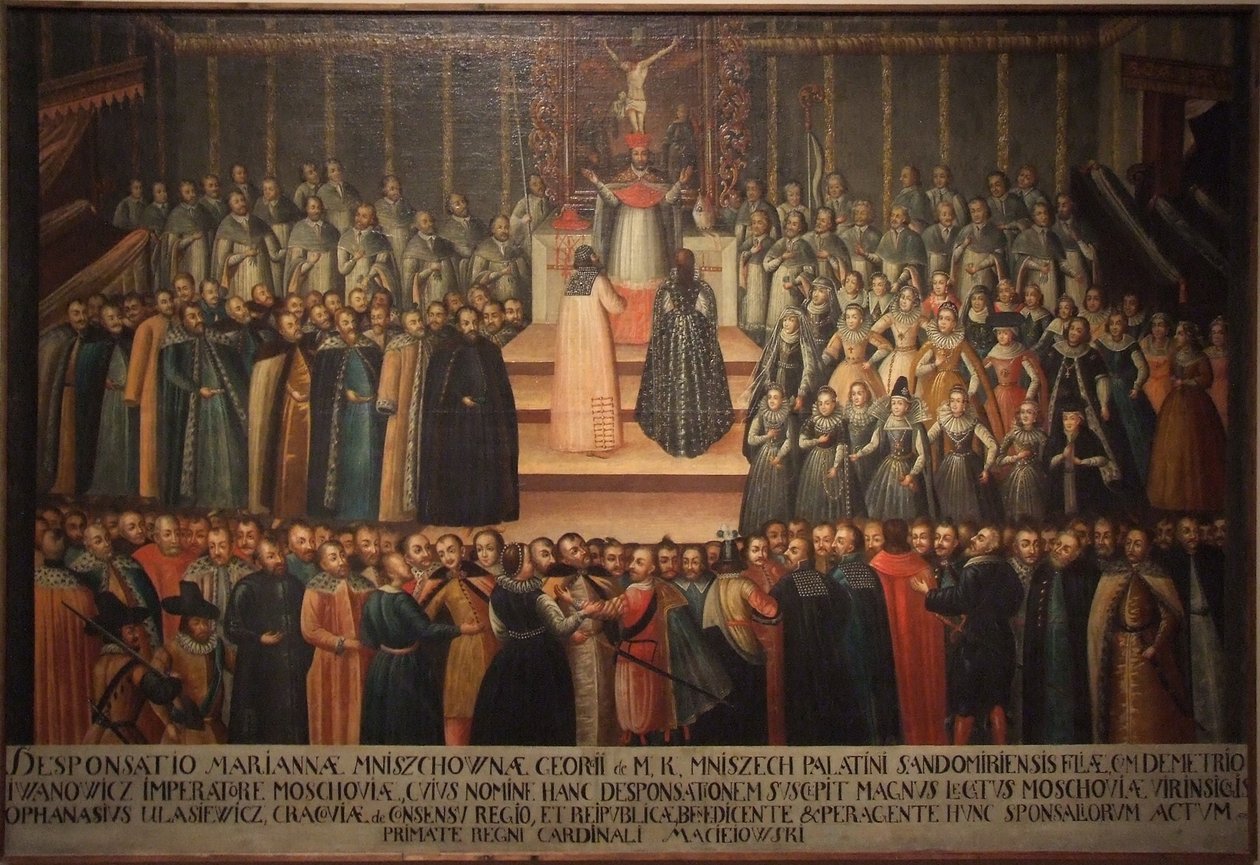 Forlovelsen in absentia av Marina Mniszech og False Demetrius i Krakow 12. november 1605, jarl av Szymon Boguszowicz