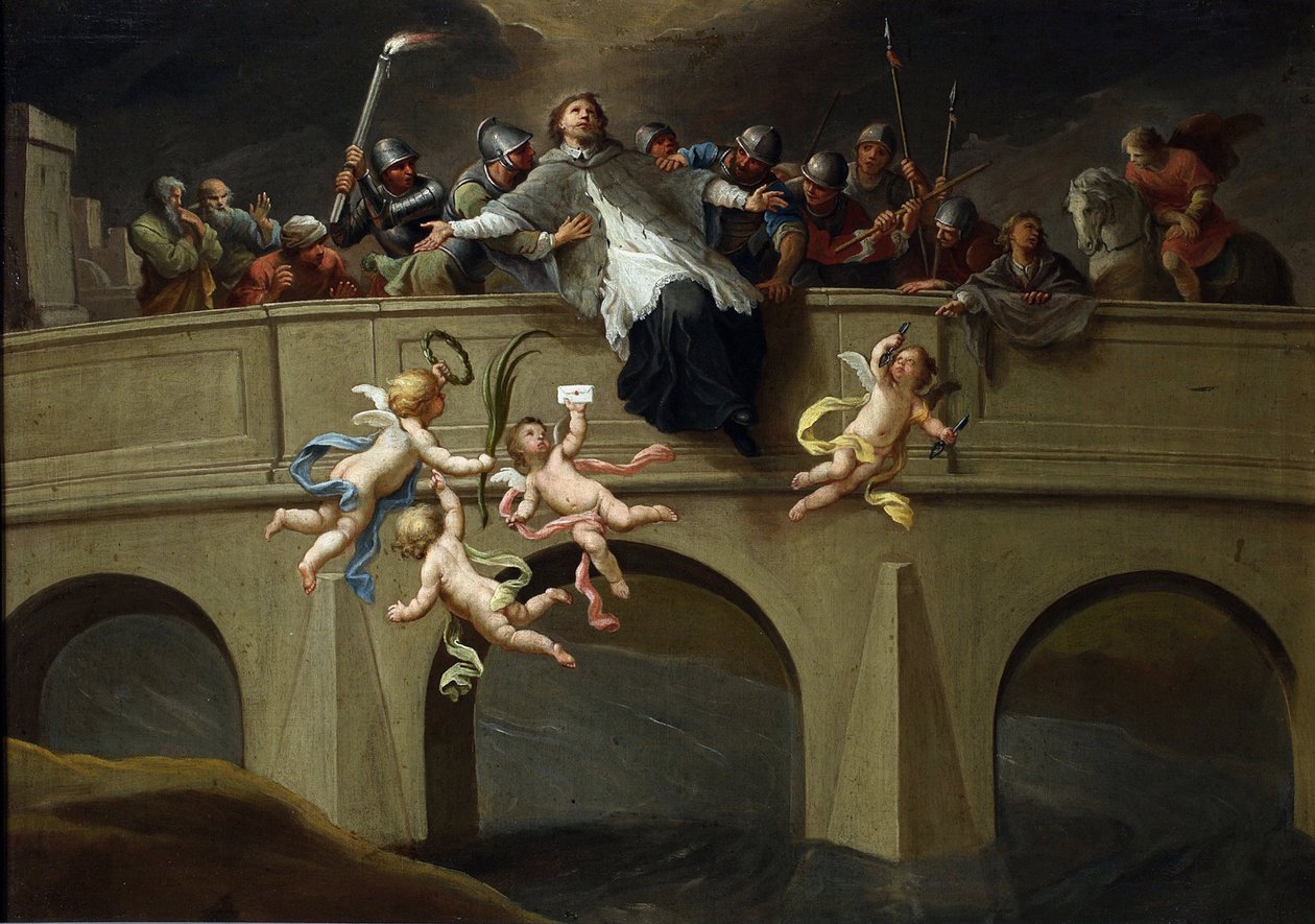 Le martyre de Jean Nepomucene (1345-1393) - Martyrdøden til Saint John Nepomuk-paret Czechowicz, Szymon (1689-1775). Olje på lerret, størrelse: 61x86,5, ca. 1750, Nasjonalmuseet, Warszawa av Szymon Czechowicz