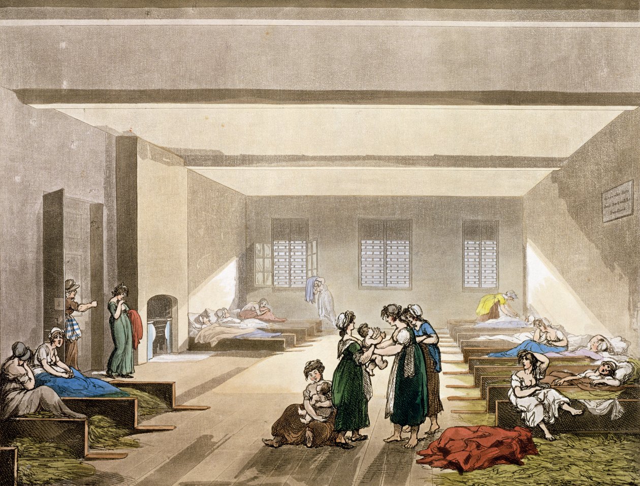 Pass-Room, Bridewell, fra Ackermanns "Microcosm of London" av Pugin and Rowlandson