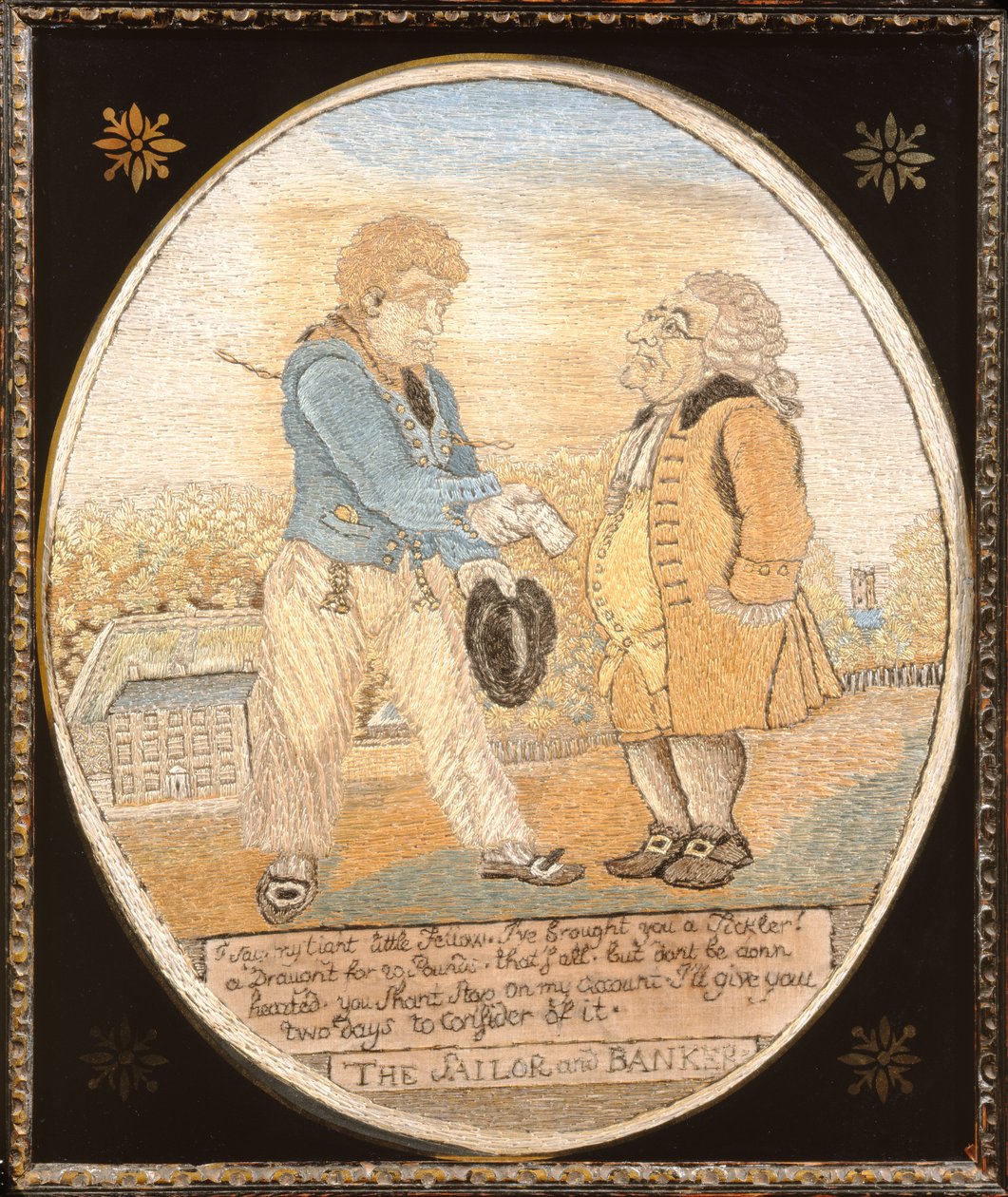 The Sailor and Banker, etter en karikaturpub. 1799 (silke) av T. and Woodward,G.M. Rowlandson