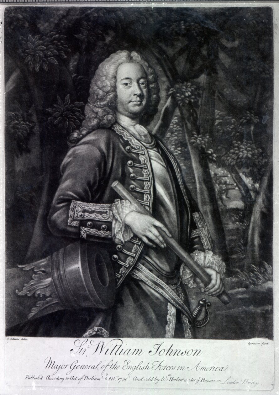 Sir William Johnson, gravert av Charles Spooner, 1756 (mezzotint) av T. Adams
