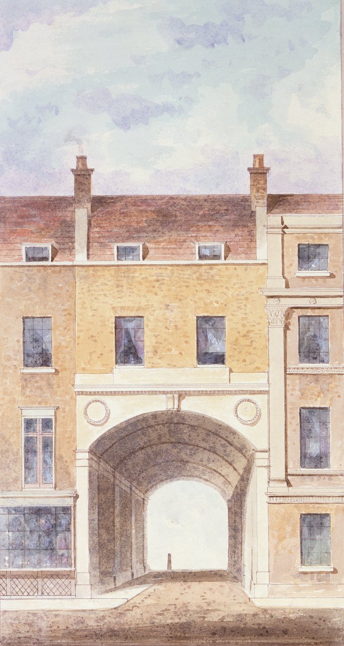 Den forbedrede inngangen til Scotland Yard, 1824 av T. Chawner