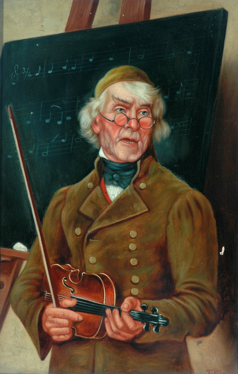 Musiker med fiolinolje på lerret av T. Clare