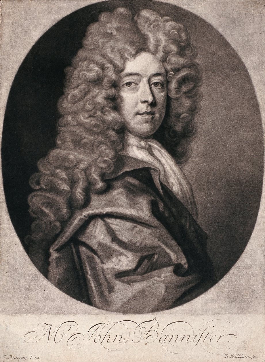 John Bannister (ca. 1625-79) gravert av R. Smith (mezzotint) av T. Murray