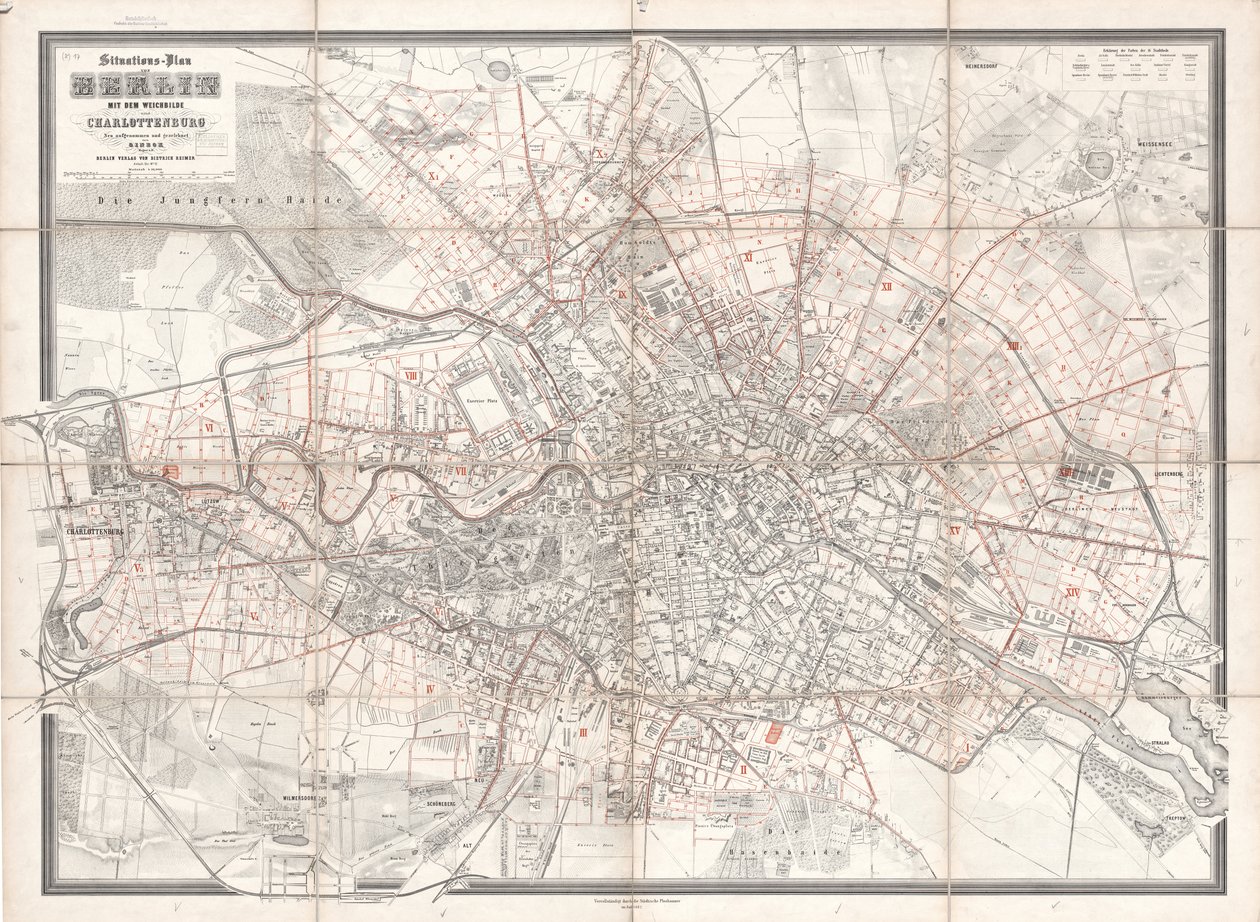 Situasjonsplan for Berlin med Weichbilde og Charlottenburg nylig spilt inn og tegnet av Sineck av T. Sineck