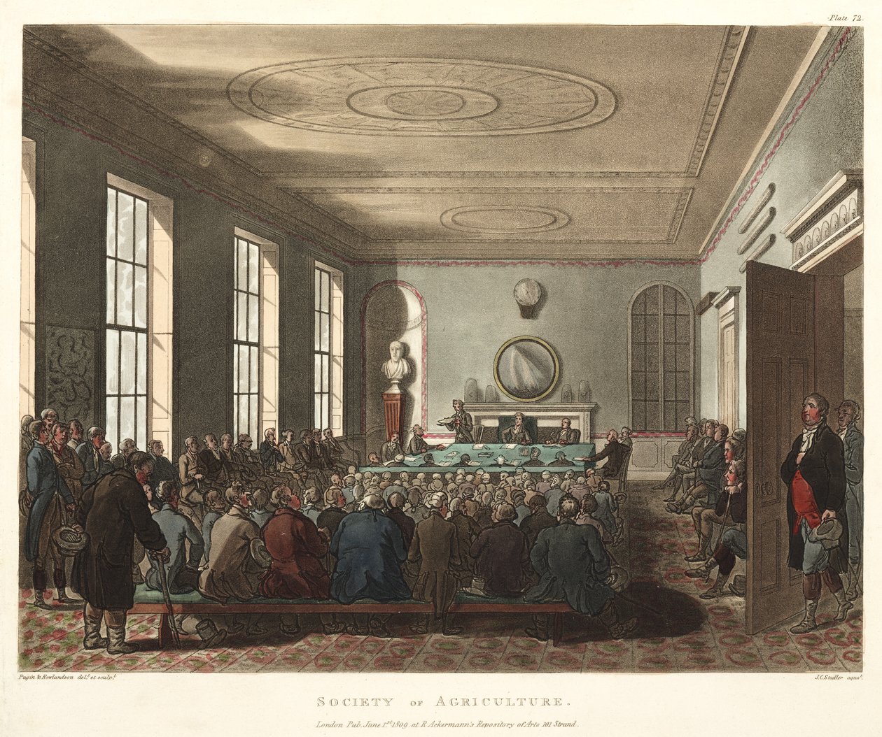 Society of Agriculture, fra Ackermanns Microcosm of London, gravert av Joseph Constantine Stadler (fl.1780-1812) 1809 (håndfarget akvatint) av T. and Pugin Rowlandson