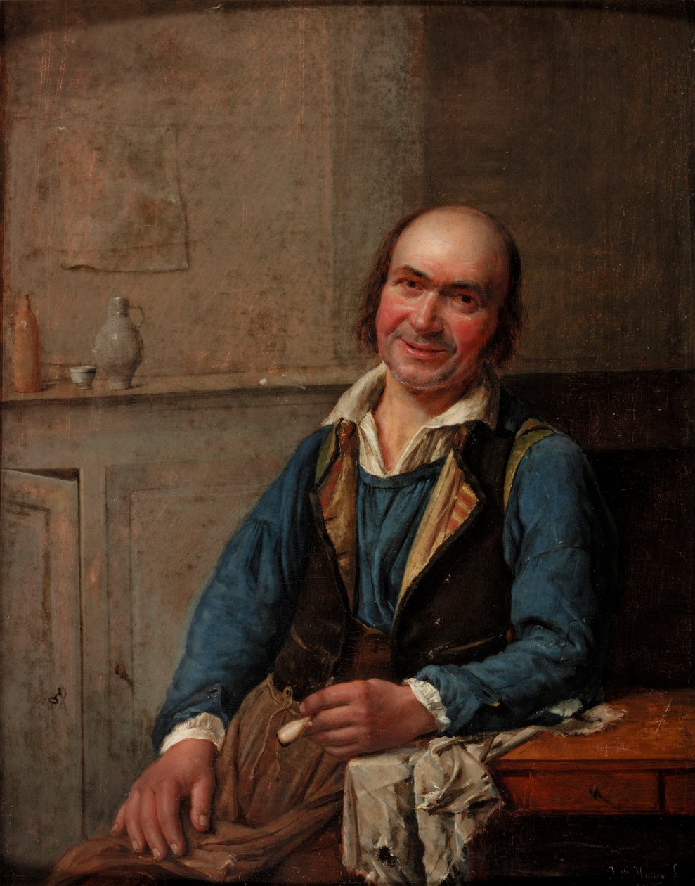 Portrett av en smilende mann, 1837 av T.F. Hutten