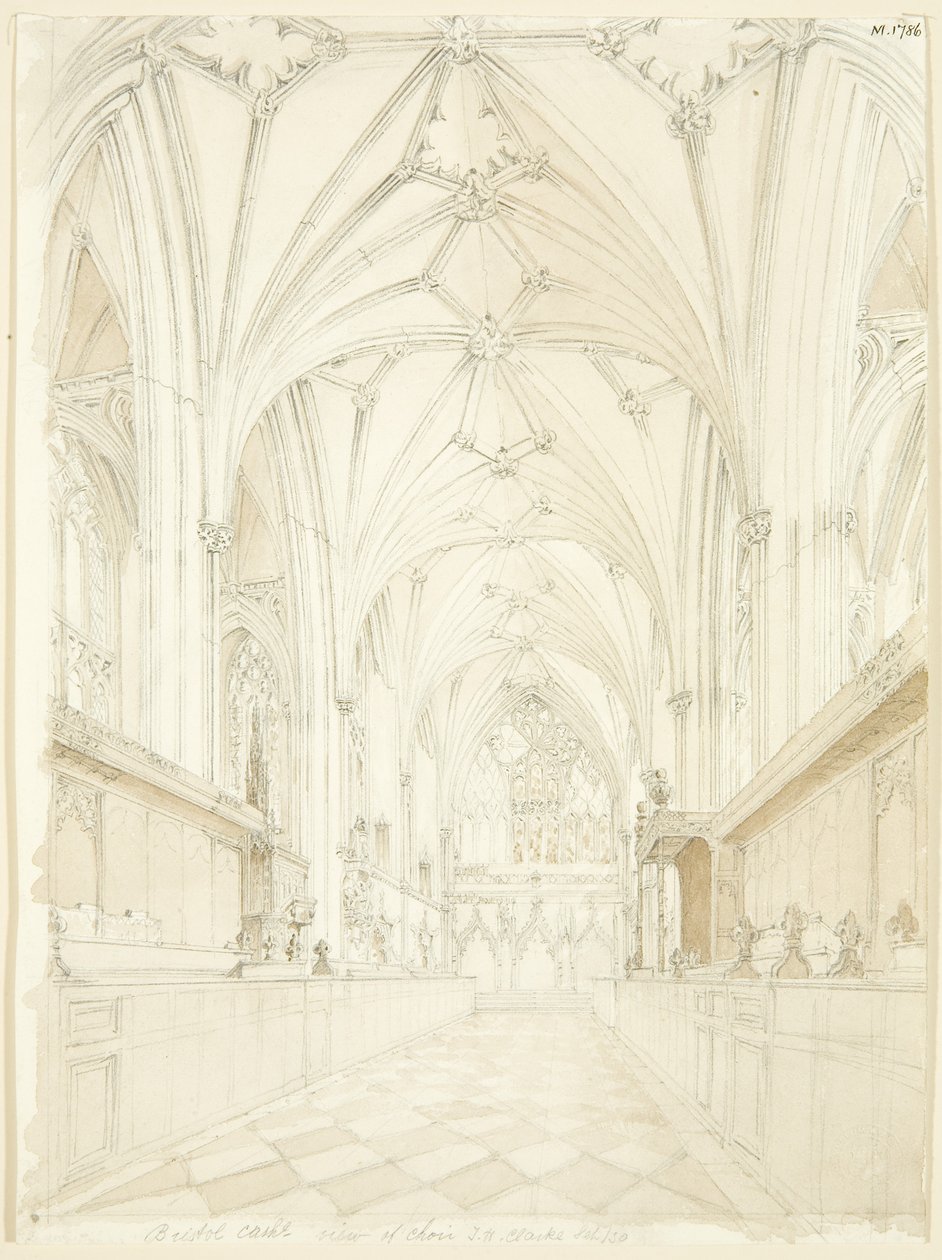 Kor fra Bristol Cathedral ser østover av T.H. Clarke