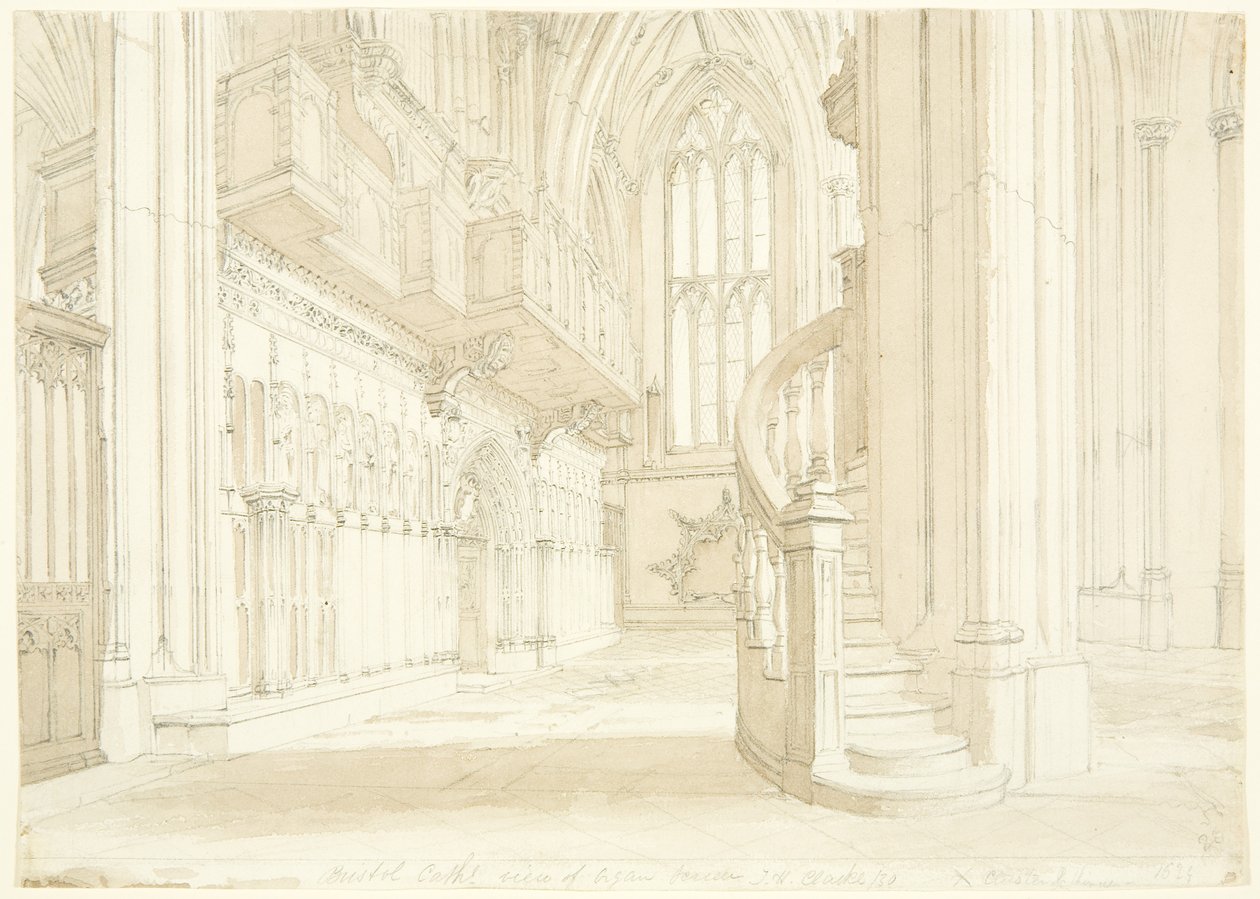 Utsikt over Orgelskjermen til Bristol Cathedral av T.H. Clarke