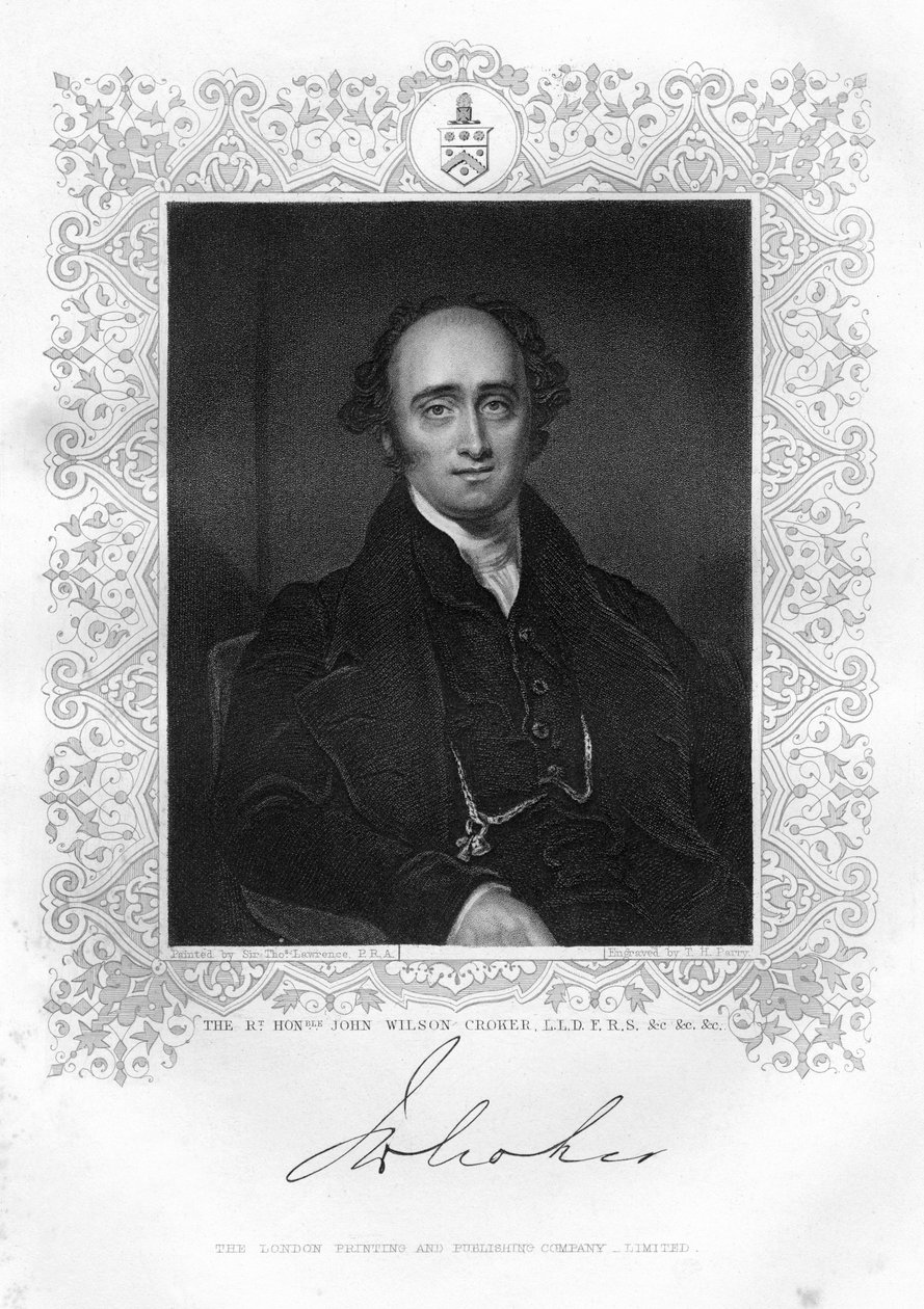 John Wilson Croker 1780-1857, irsk statsmann og forfatter, 1800-tallet. av TH Parry