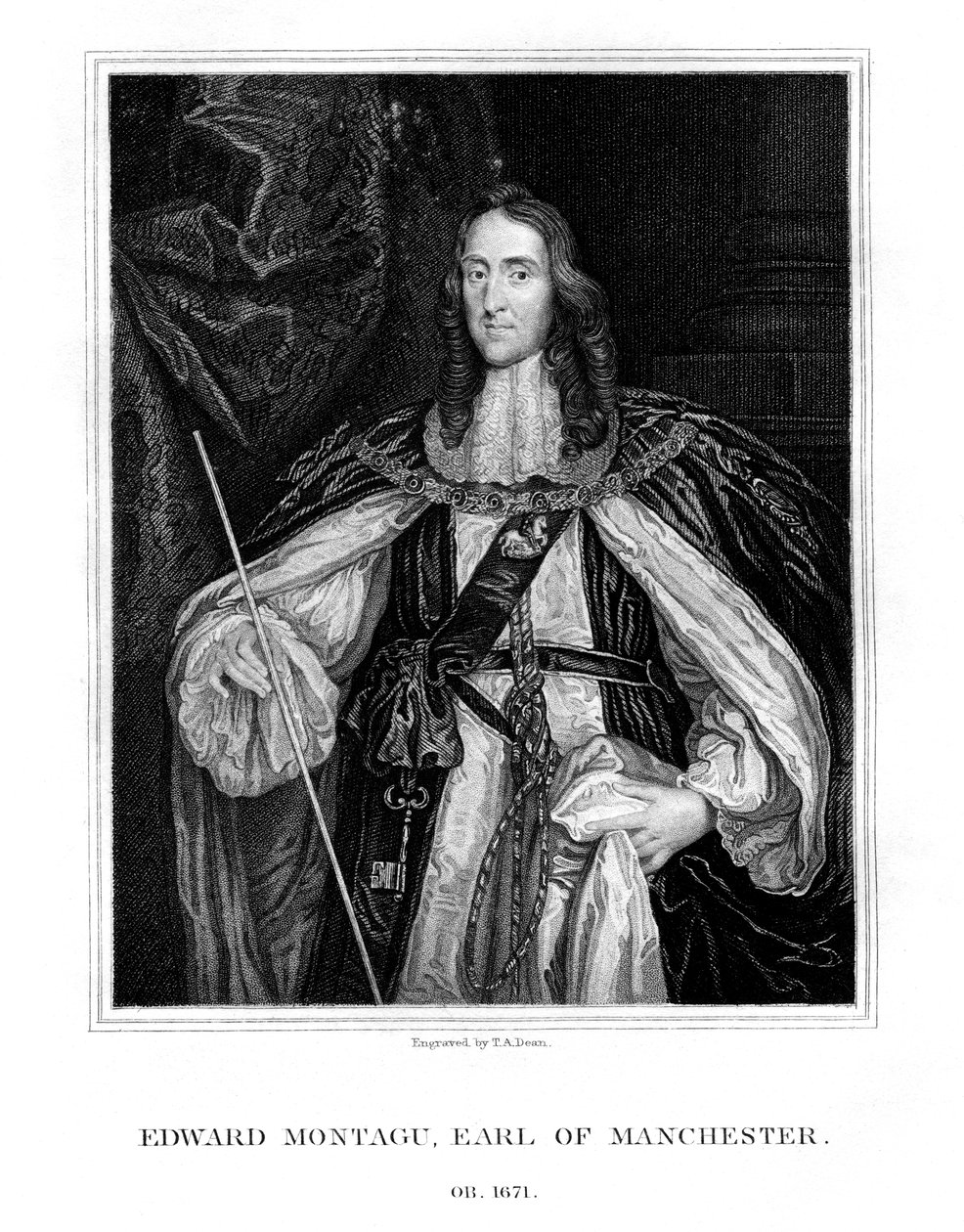 Edward Montagu, 2. jarl av Manchester, engelsk soldat, 1828. av T. A. Dean