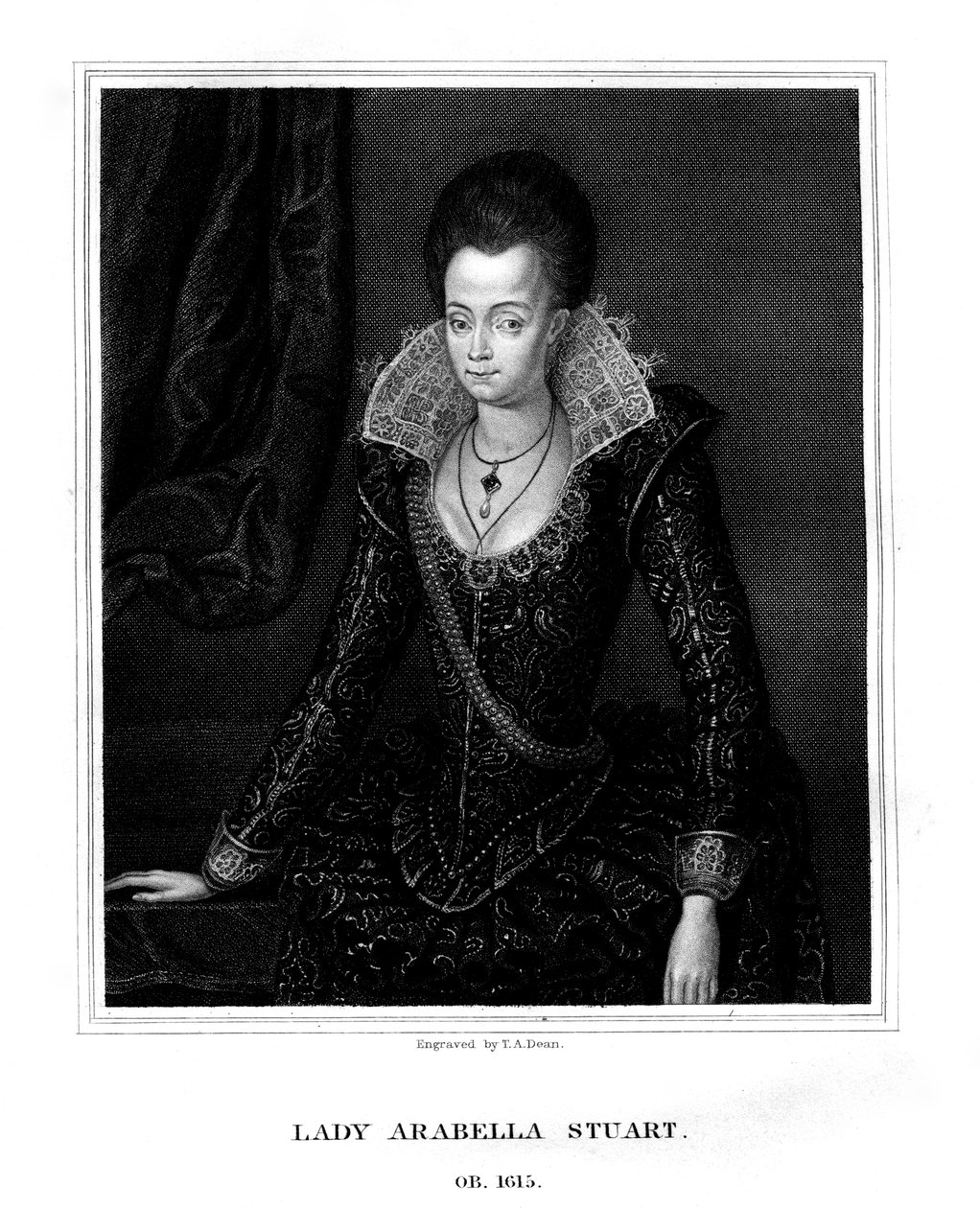 Lady Arabella Stuart, hertuginne av Somerset, 1826. av T. A. Dean