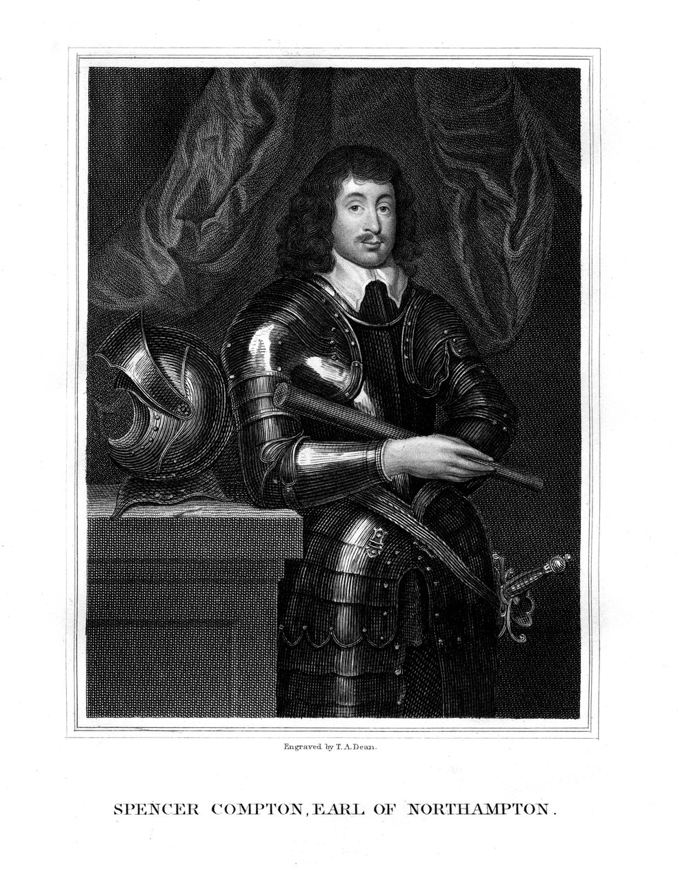 Spencer Compton, 2. jarl av Northampton, royalistsoldat, 1827 av T. A. Dean