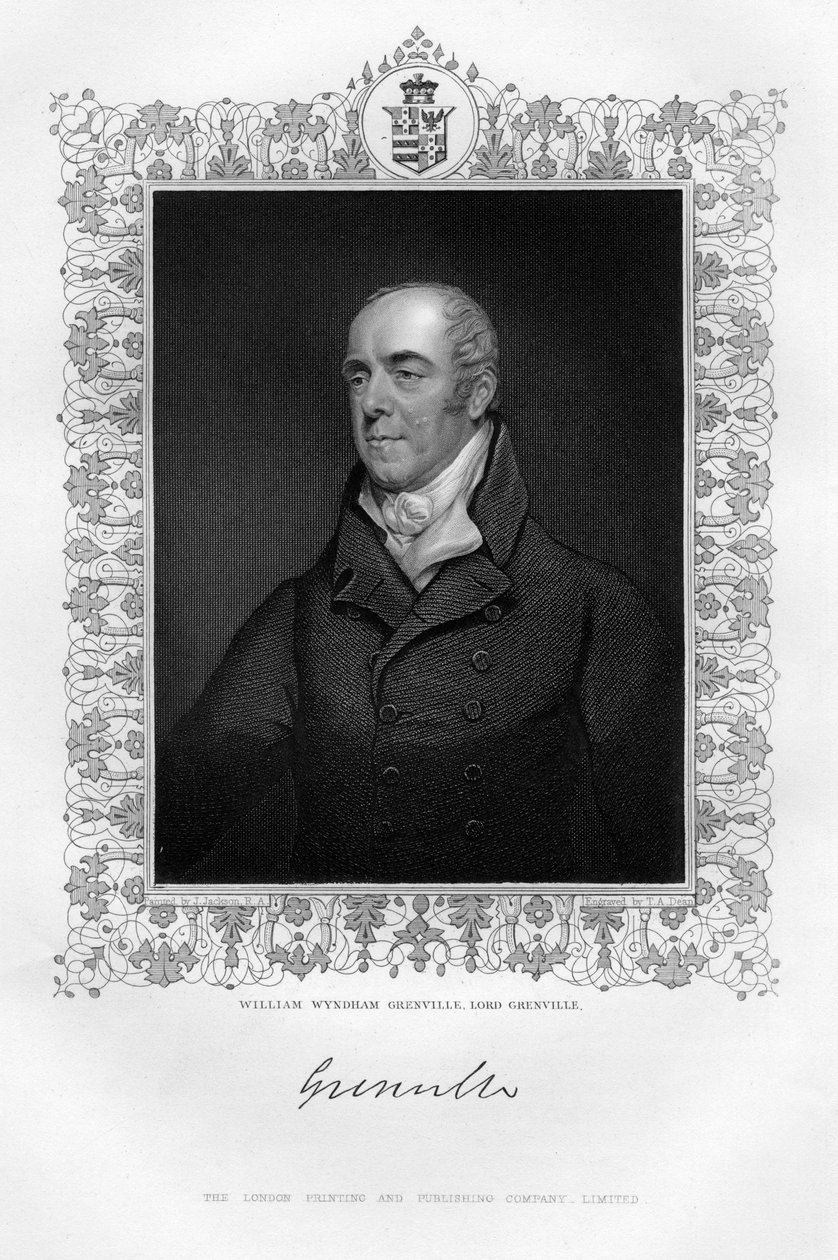 William Wyndham Grenville 1759-1834, 1. Baron Grenville, engelsk politiker, 1800-tallet. av T. A. Dean