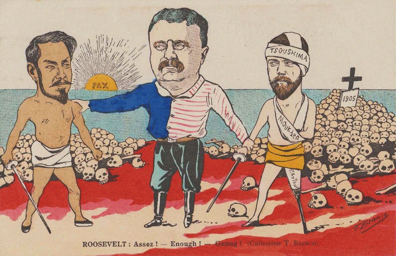 Roosevelt: Assez! - Nok! - Genug! En karikatur om Portsmouth-traktaten, 1905. av T. Bianco