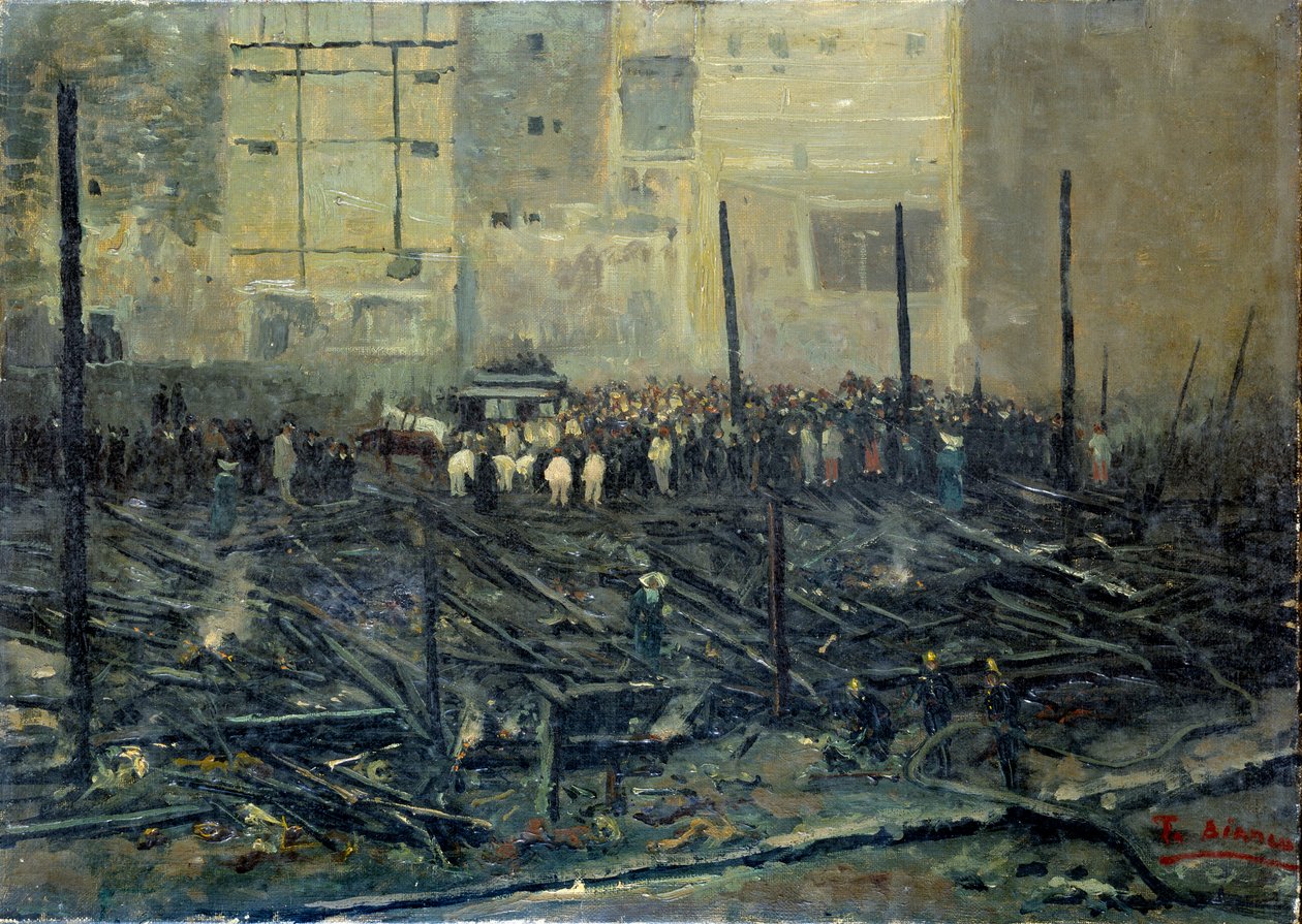 The Bazaar of Charity etter brannen 4/05/1897 Maleri av T. Bianco (1800-tallet) 1897 Paris, Musee Carnavalet av T. Bianco