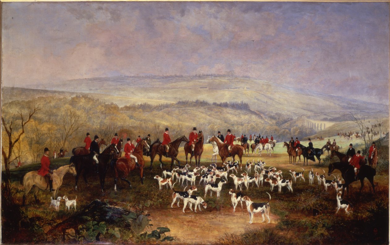 Møt major Brownes Fox Hounds fra March's North Banks, 1872 av T. J. Gibb