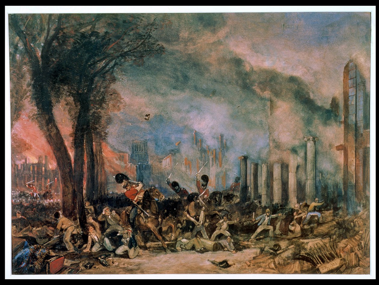 Anklagen for 3rd Dragoon Guards i Queen Square, Bristol, mandag 31. oktober 1831 av T. L. and Muller William J. Rowbotham