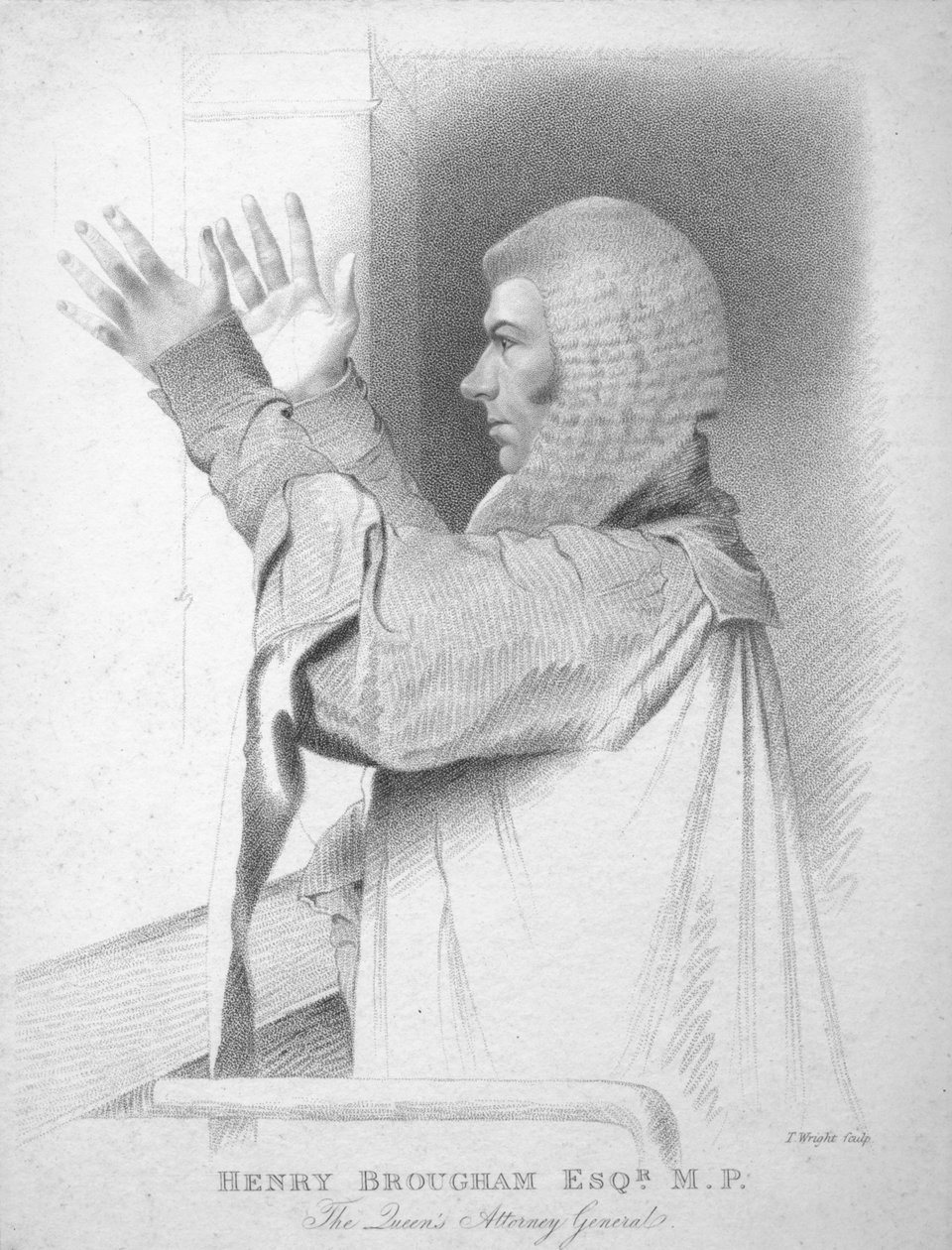 Henry Brougham Esq., M.P., The Queens Attorney General, c1820. av T. Wright