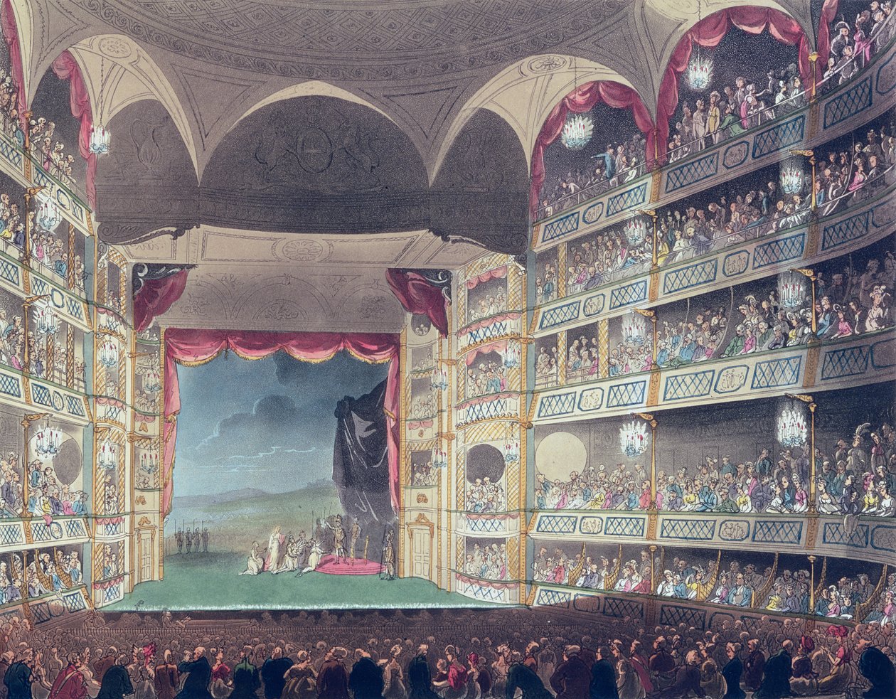 Interiør i Drury Lane Theatre av T. and Pugin A.C. Rowlandson