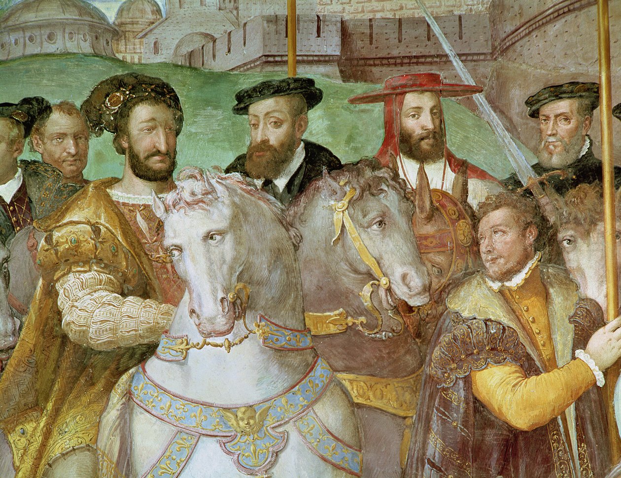 Detalj fra Den høytidelige inngangen til keiser Charles V (1500-58), Frans I (1494-1547) og Alessandro Farnese (1546-92) til Paris i 1540, fra 